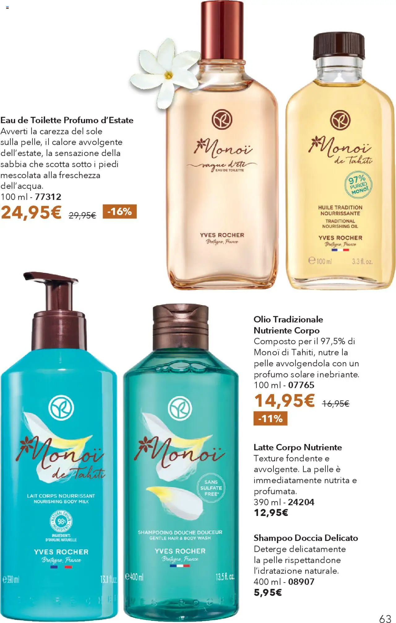 Volantino Yves Rocher del 17.10.2025 | Pagina: 63 | Prodotti: Shampoo, Latte, Olio, Profumo