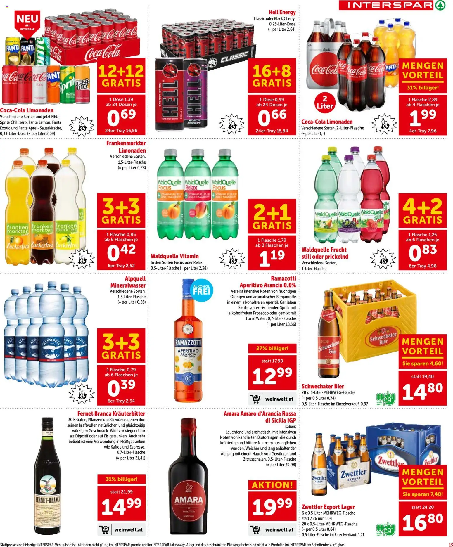 Interspar Flugblatt- Wien gültig ab 09.04.2026 | Seite: 15 | Produkte: Eis, Kaffee, Äpfel, Orangen