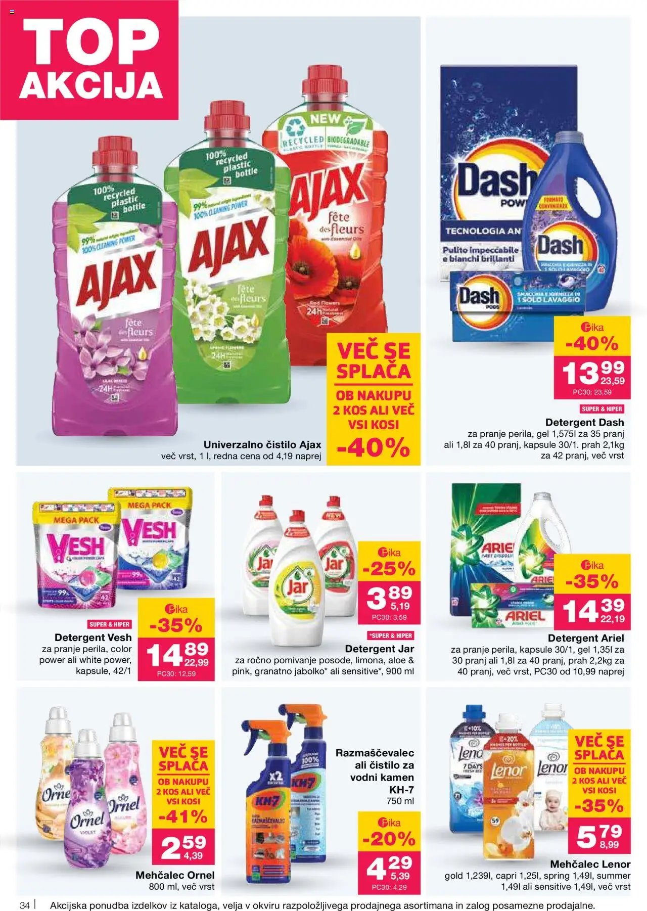 Novi Mercator katalog ponudbe – veljaven od 02.10.2025 | Stran: 34 | Izdelki: Mehčalec, Kos, Detergent