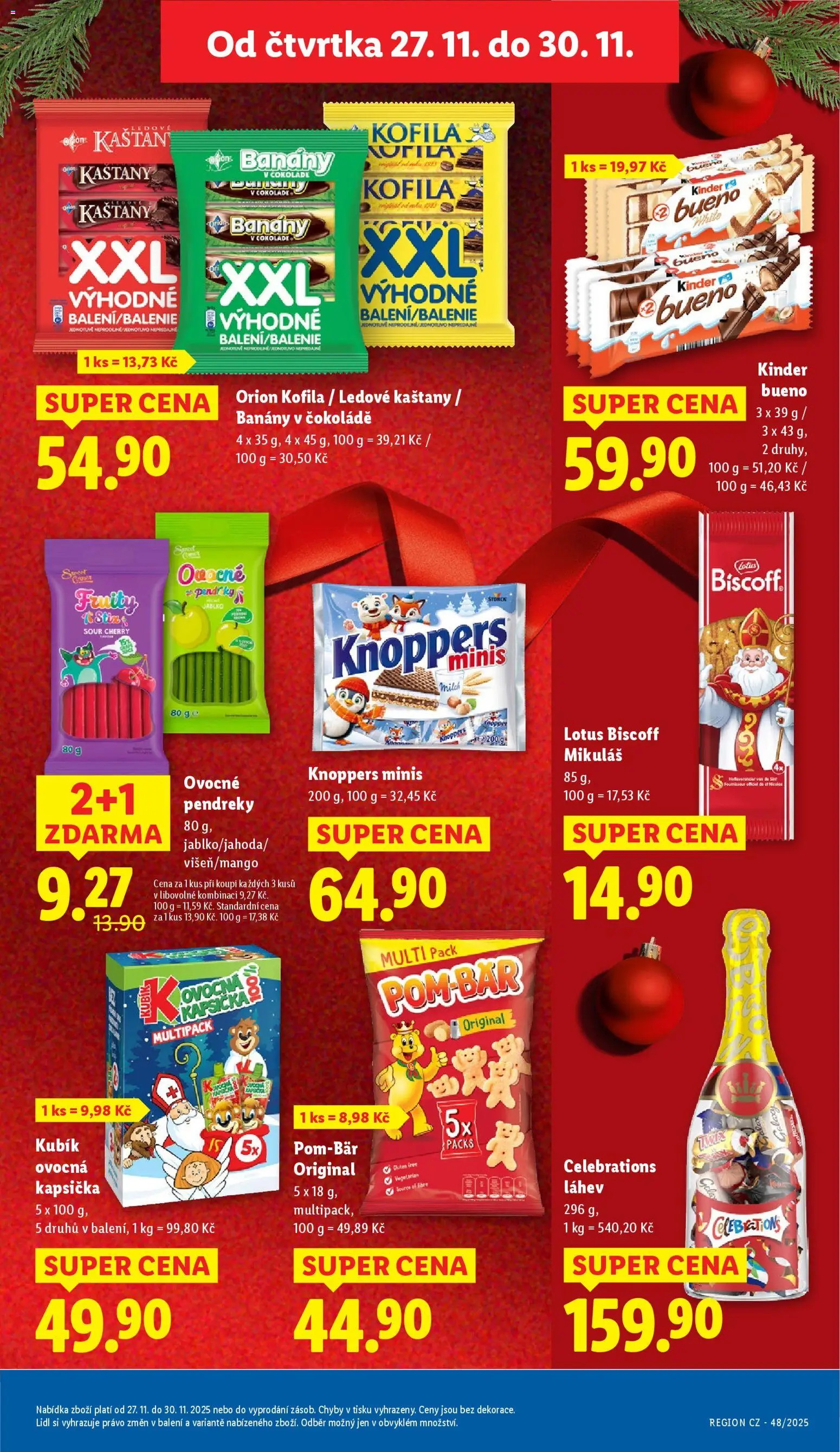 Lidl Black Friday od 27.11.2025 | Strana: 33 | Produkty: Knoppers, Ovocná kapsička, Lotus Biscoff, Ledové kaštany