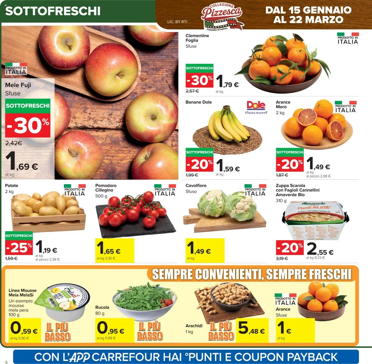 Volantino Carrefour del 15.01.2026 | Pagina: 6 | Prodotti: Arance, Banane, Rucola, Fagioli