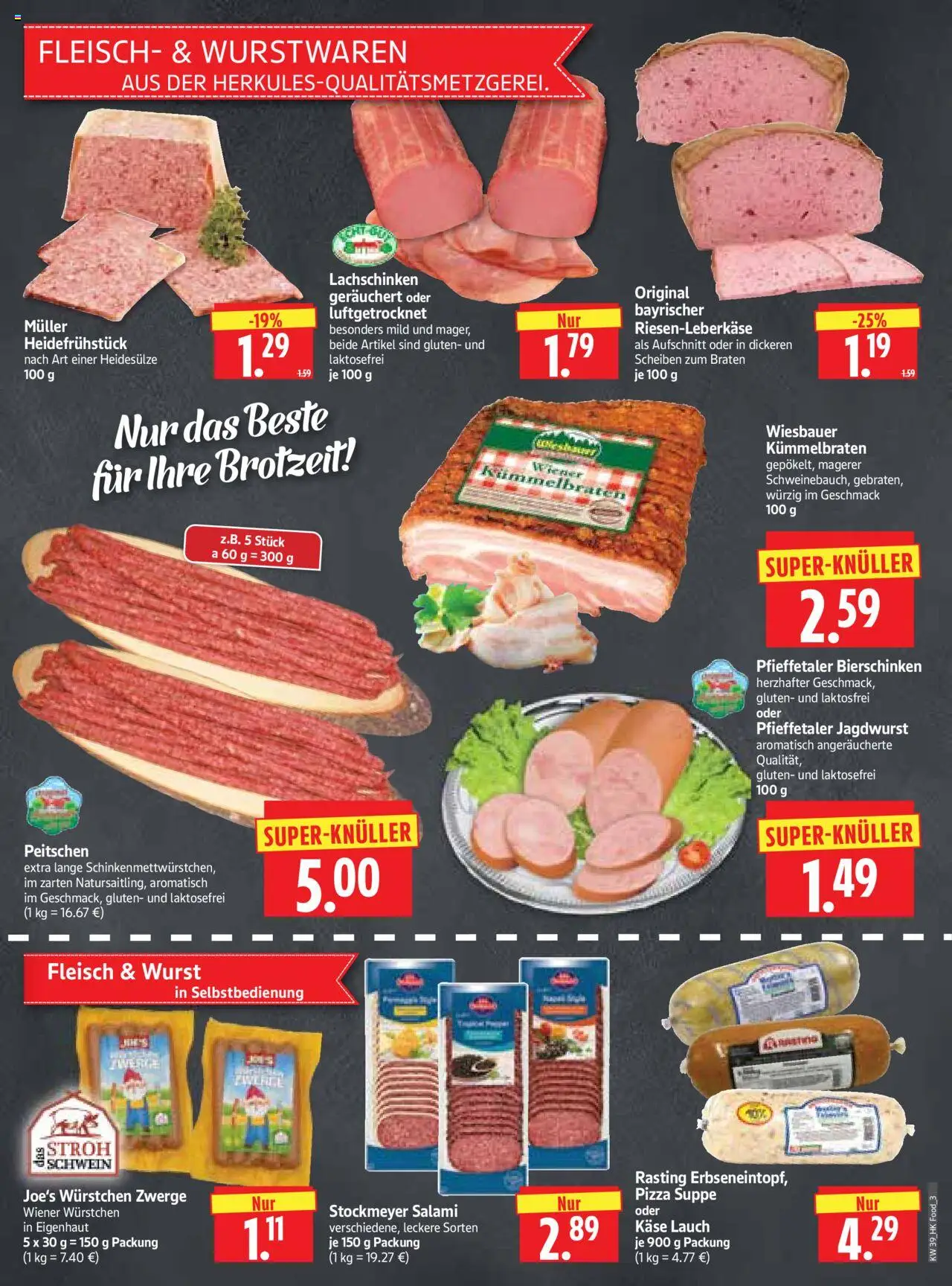 HERKULES Prospekt 	 – gültig ab 22.09.2025 | Seite: 3 | Produkte: Käse, Wurst, Salami, Fleisch