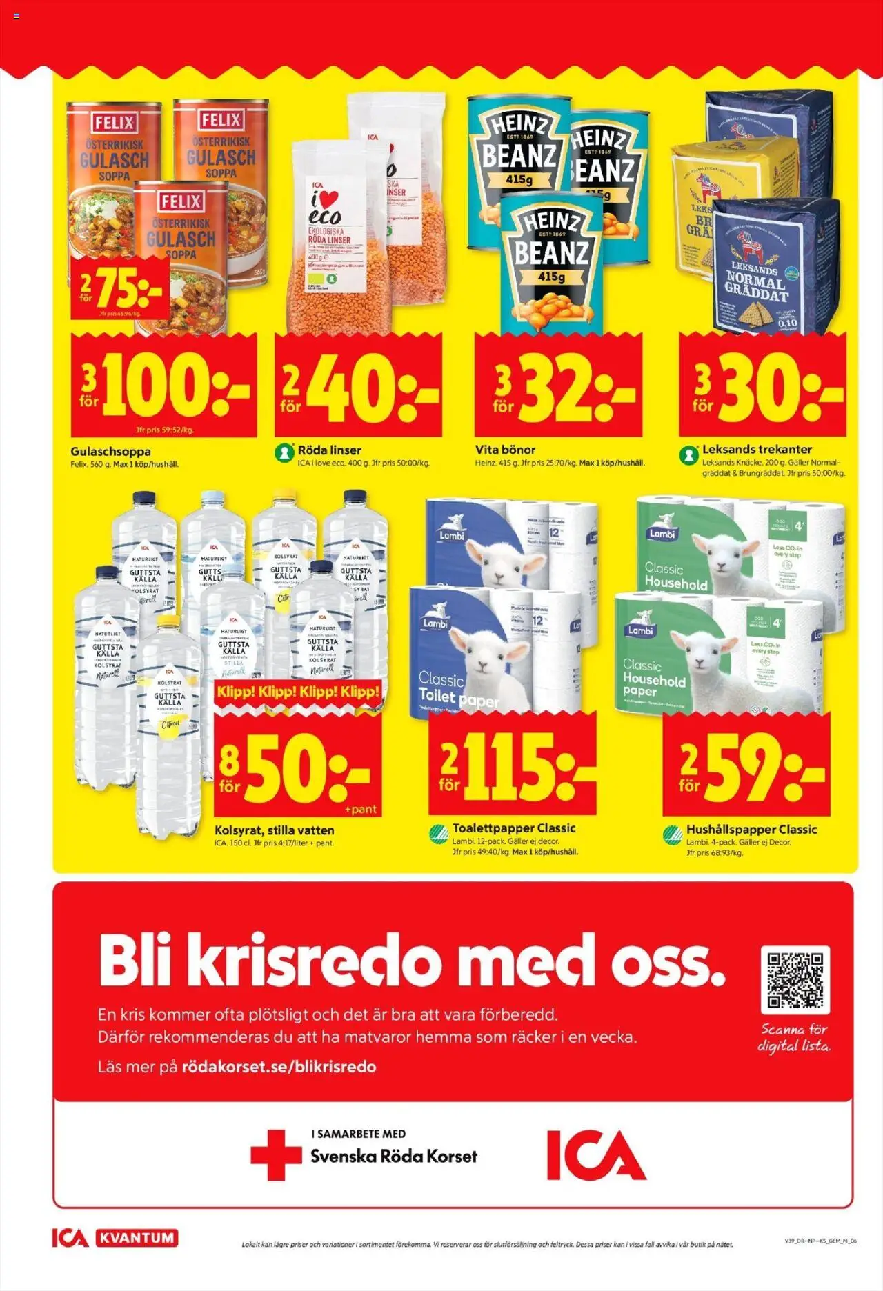 ICA Kvantum reklamblad aktuell från 22.09.2025 | Sida: 6 | Produkter: Linser, Hushållspapper, Bönor, Soppa