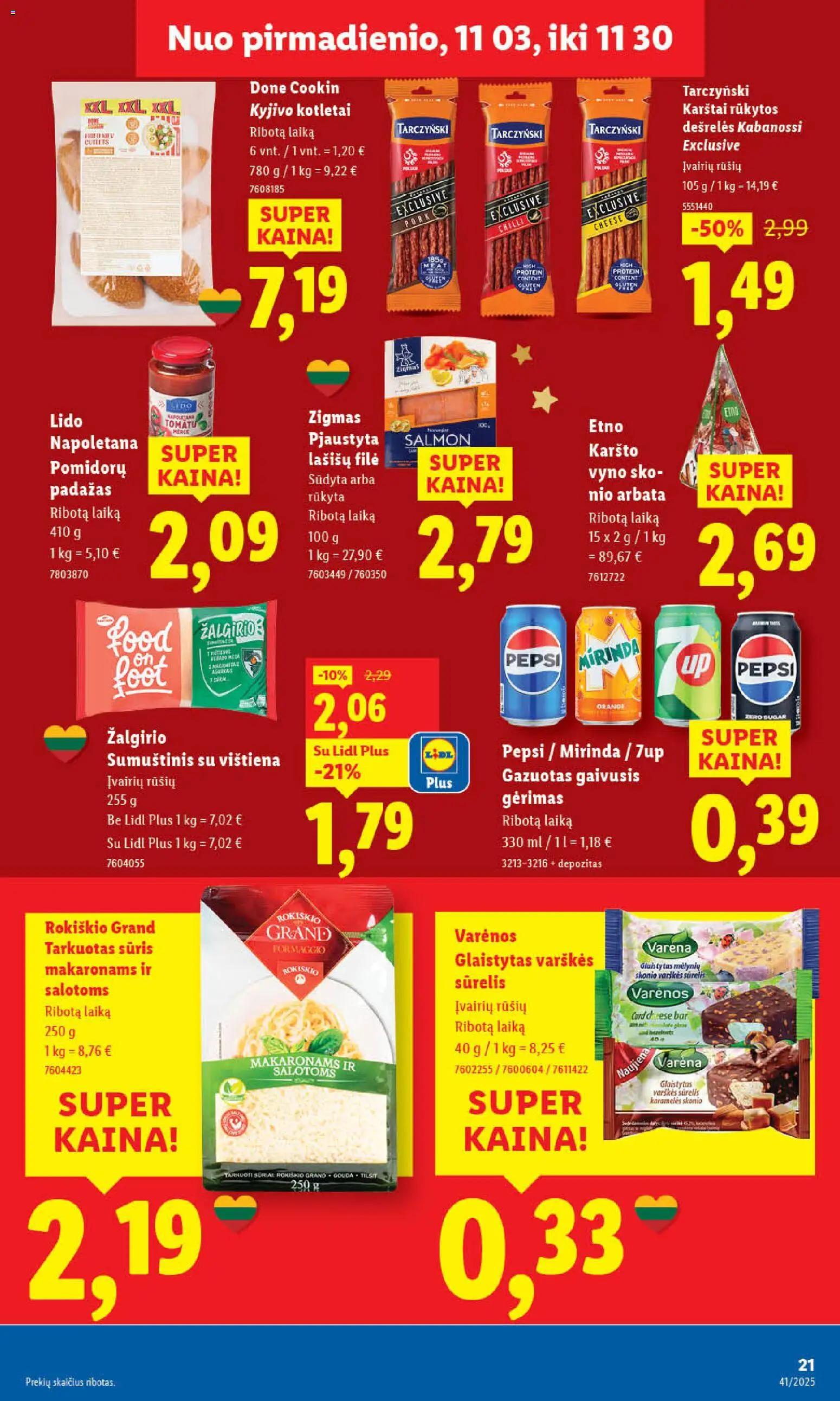LIDL akcijos nuo 17.11.2025 | Puslapis: 21 | Prekių: Sūrelis, Sūris, Arbata, Padažas