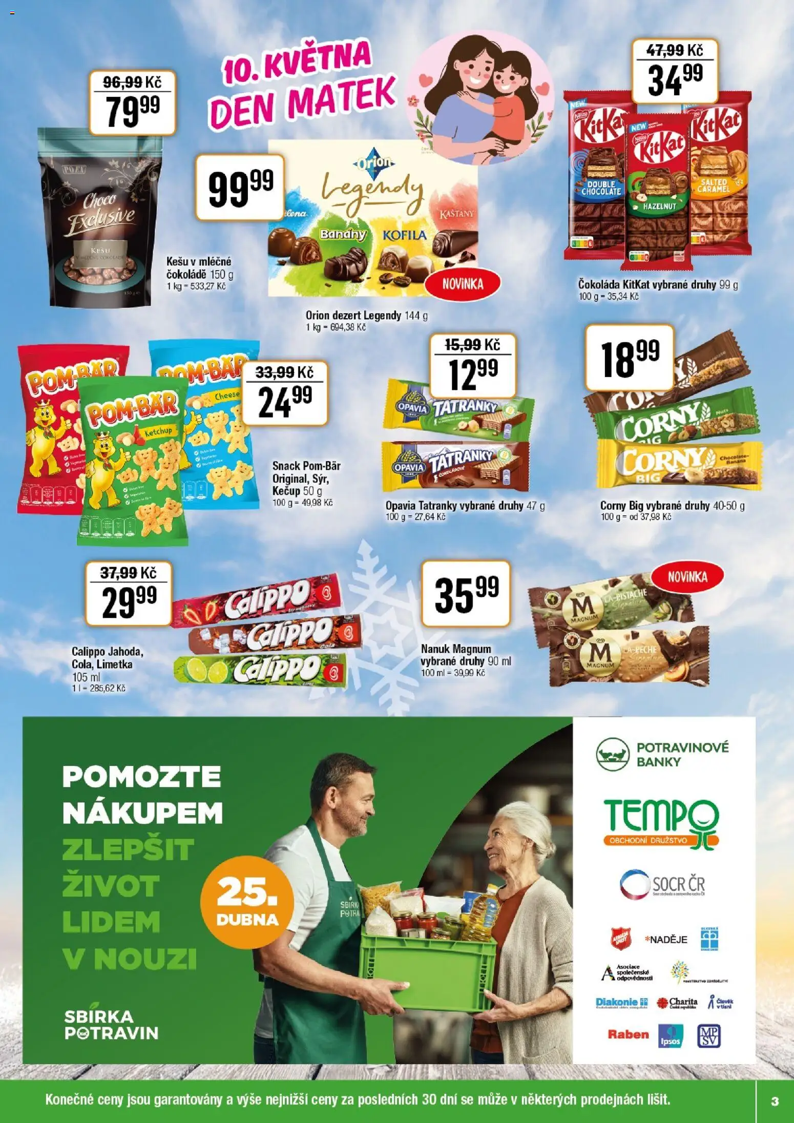 Tempo leták od 22.04.2026 | Strana: 3 | Produkty: Kešu, Čokoláda, Magnum, Kofila