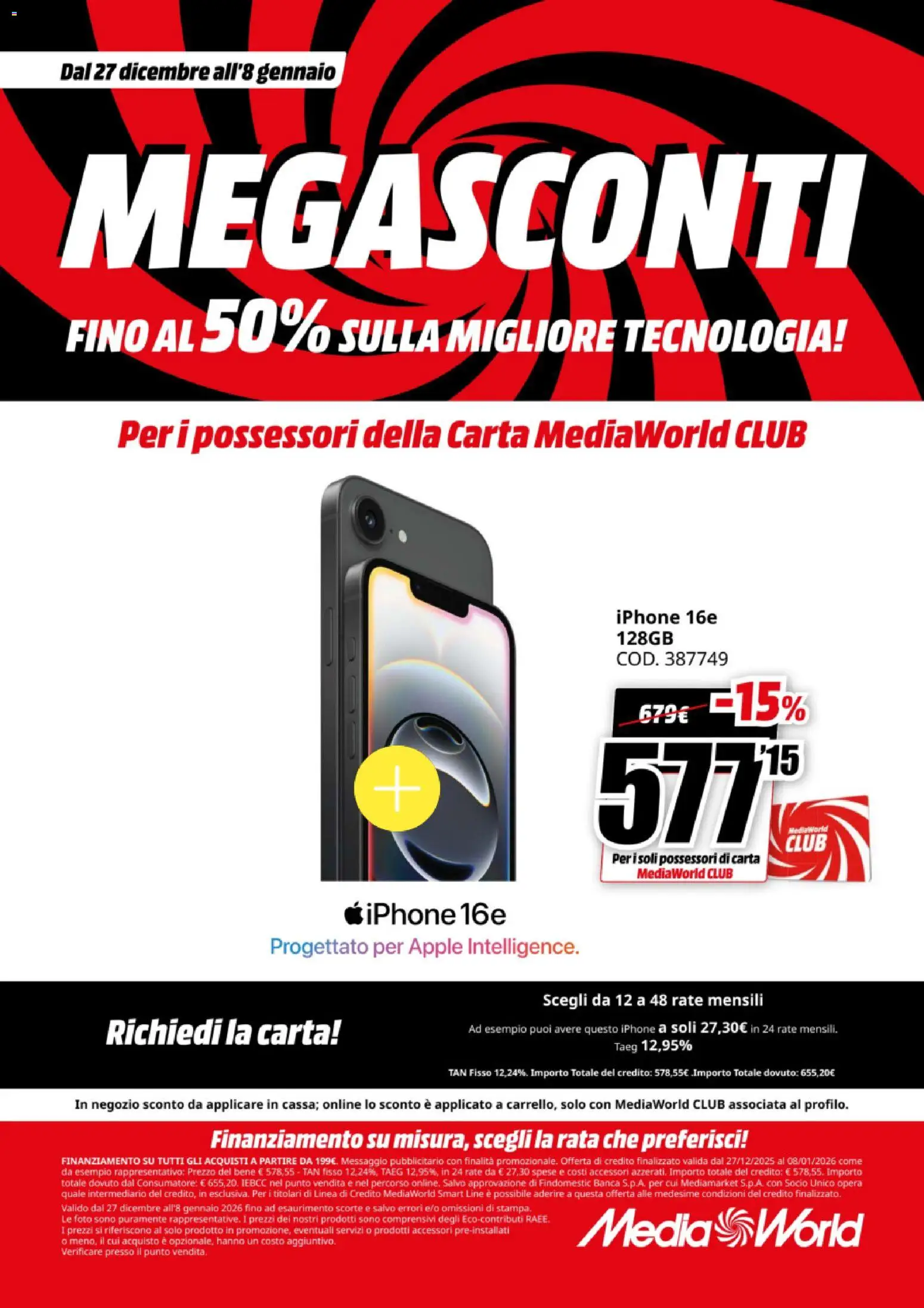 Volantino Media World del 27.12.2025 | Pagina: 3 | Prodotti: Iphone