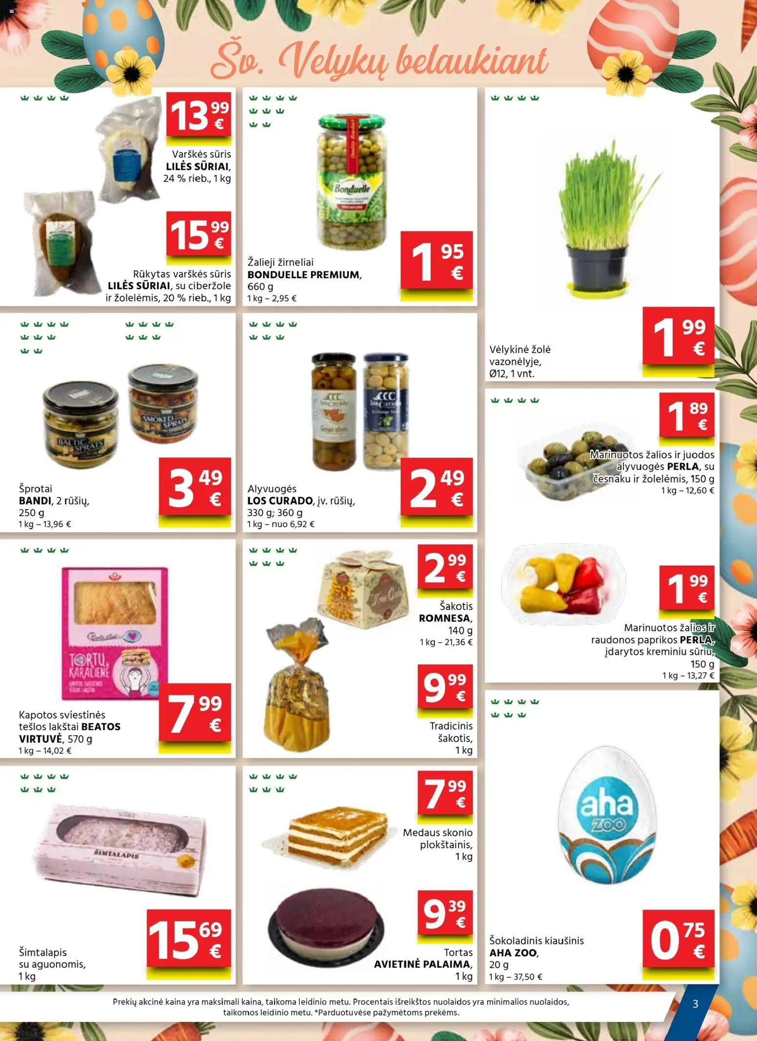 AIBE akcijos nuo 19.03.2026 | Puslapis: 3 | Prekių: Varškės sūris, Tortas, Sūris, Žirneliai