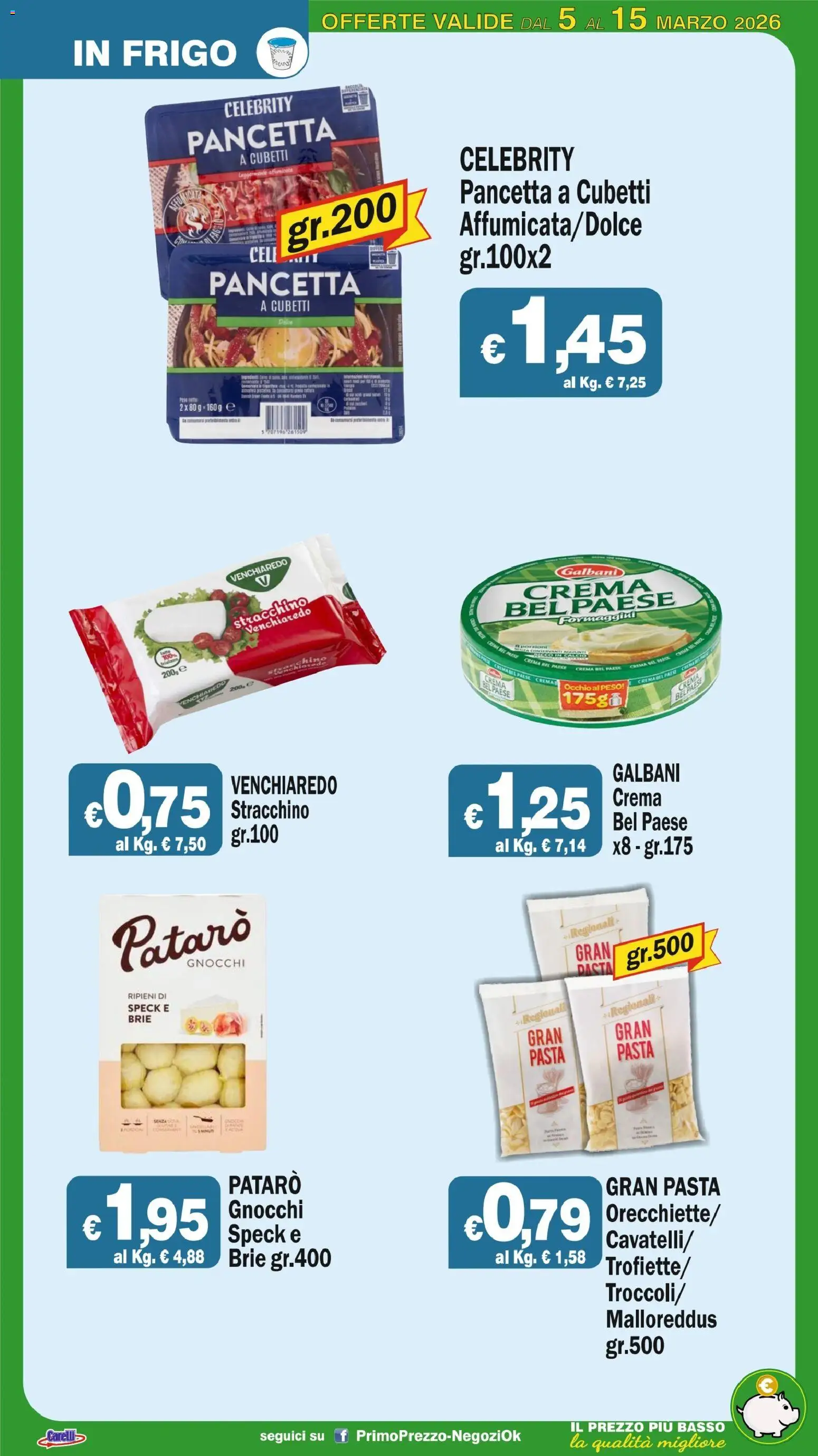 Volantino Primo Prezzo del 05.03.2026 | Pagina: 44 | Prodotti: Speck, Crema, Pancetta, Gnocchi