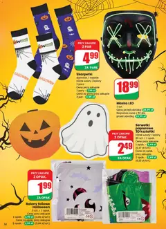 Pogląd oferty "Skarpetki, damskie / męskie różne wzory i kolory 1 para Cena przy zakupie 1 pary - 7,99 zł Cena za parę przy zakupie 2 par - 4,99 zł" - ważna od 29.10.2025 | Strona: 52 | Produkty: Skarpetki, Maska