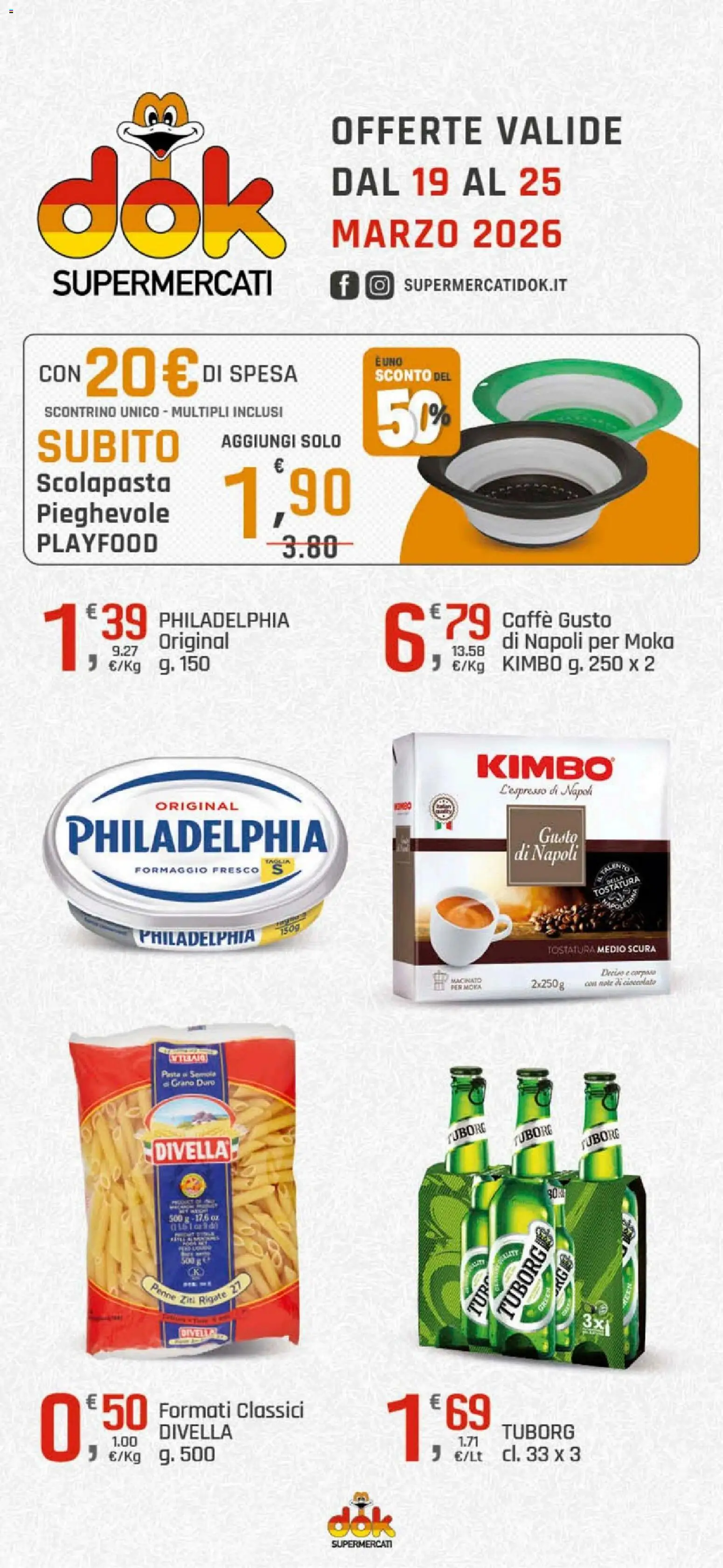 Volantino DOK del 19.03.2026 | Pagina: 1 | Prodotti: Cioccolato, Pasta, Penne, Macinato
