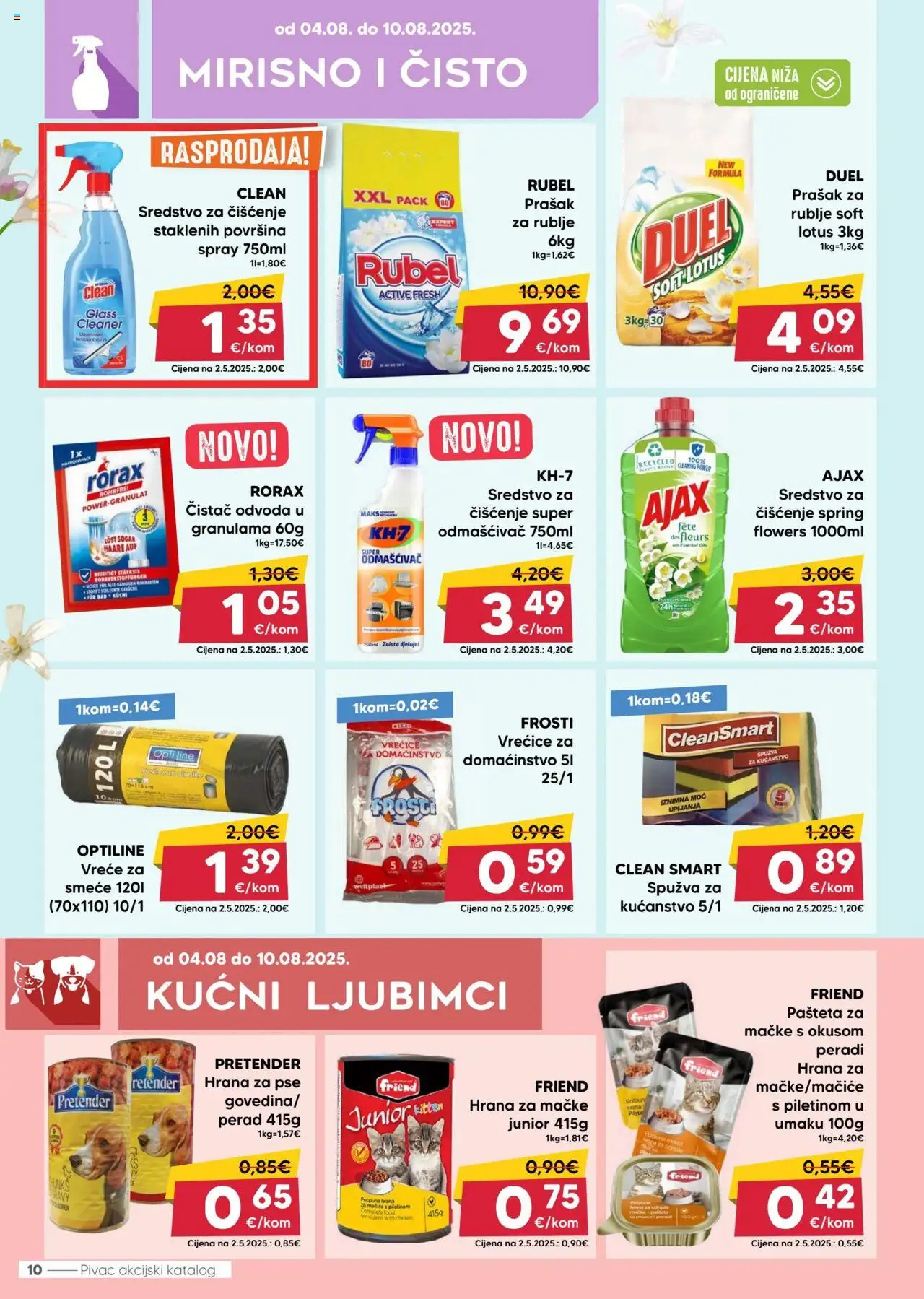 Pivac katalog | vrijedi od 04.08.2025 | Stranica: 10 | Proizvodi: Rubel, Pašteta, Hrana za mačke, Ajax