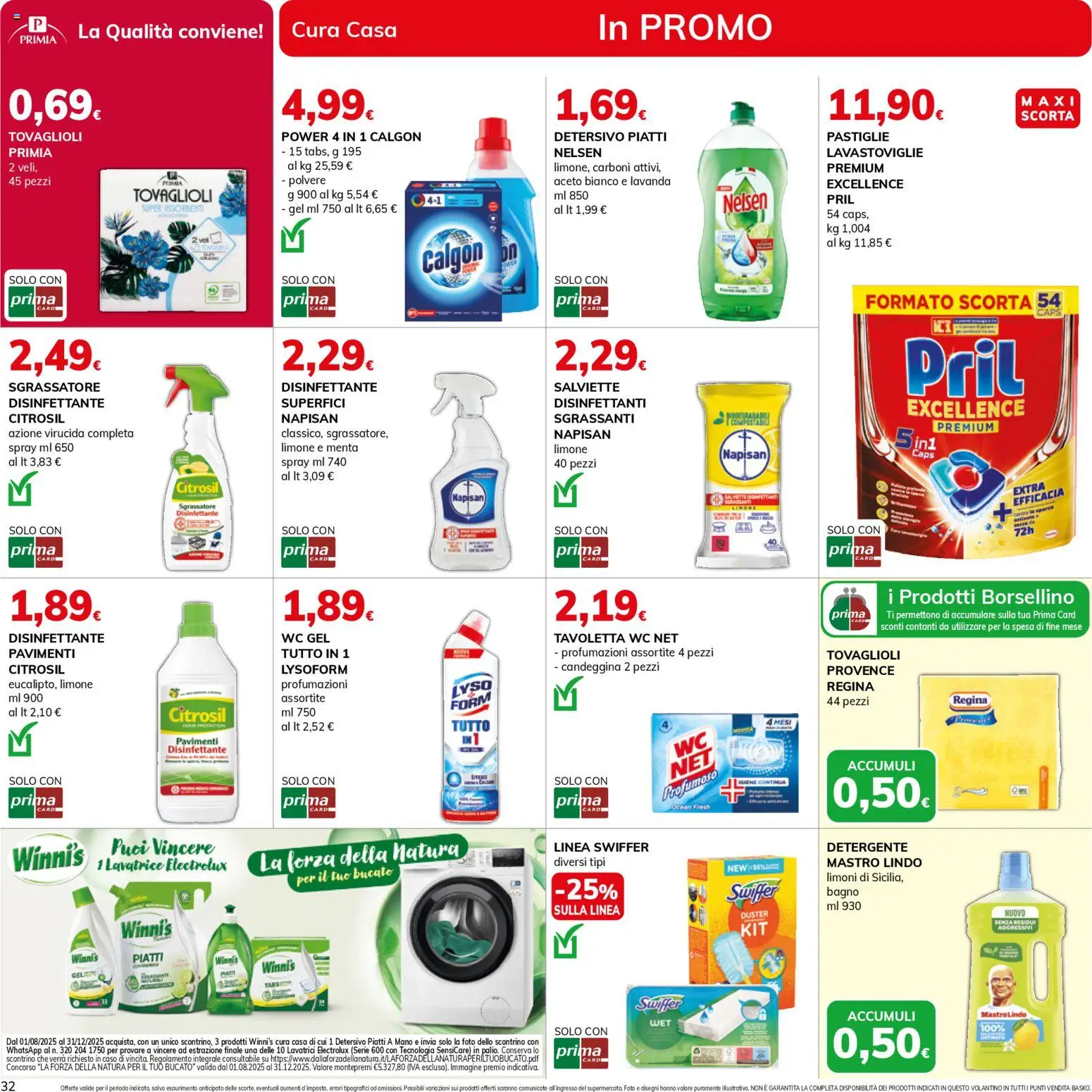Volantino Basko del 11.11.2025 | Pagina: 32 | Prodotti: Candeggina, Limone, Lavatrice, WC