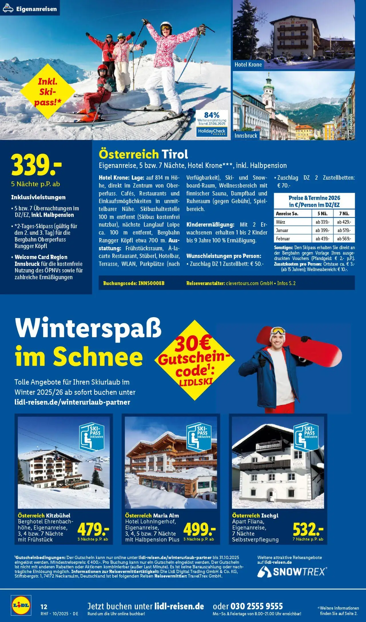 Lidl Reisen Prospekt 	 – gültig ab 26.09.2025 | Seite: 12 | Produkte: Spiel, Ski, Uhr
