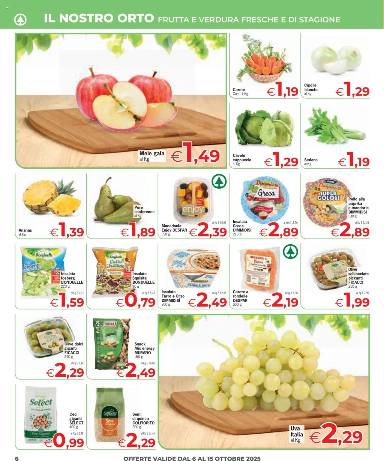 Volantino Eurospar del 06.10.2025 | Pagina: 6 | Prodotti: Mele, Cavolo, Cappuccio, Quinoa