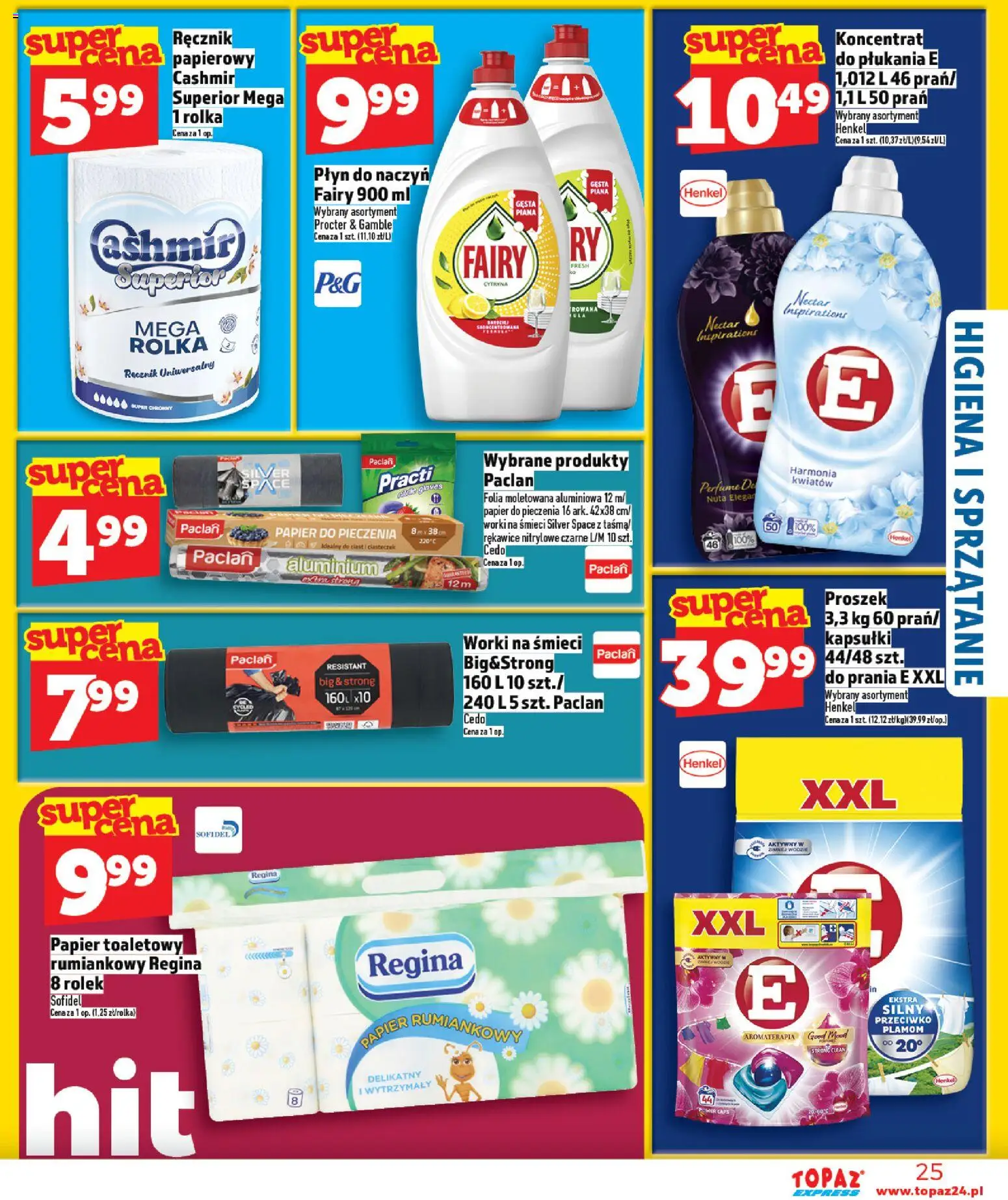 Topaz gazetka - Express od 09.04.2026 | Strona: 25 | Produkty: Płyn do naczyń fairy, Papier toaletowy, Papier do pieczenia, Fairy