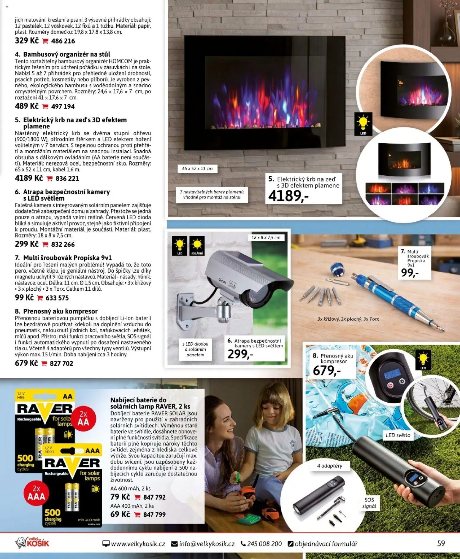 Velký Košík katalog únor 2026 od 01.02.2026 | Strana: 59 | Produkty: Nabíjecí baterie, Aku kompresor, Kamera, LED světlo