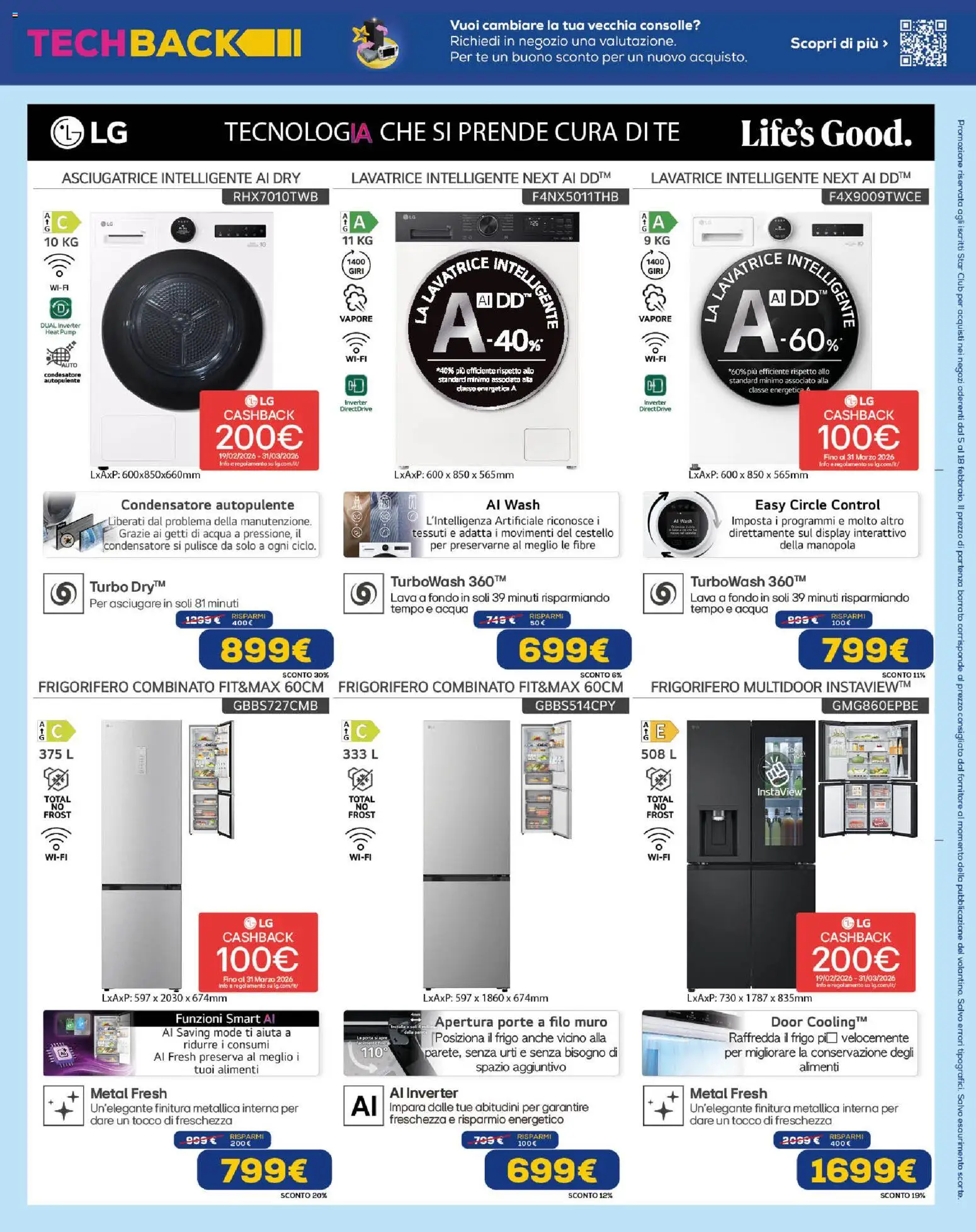 Volantino Euronics del 19.02.2026 | Pagina: 21 | Prodotti: Lavatrice, Asciugatrice, Frigorifero, Frigorifero combinato