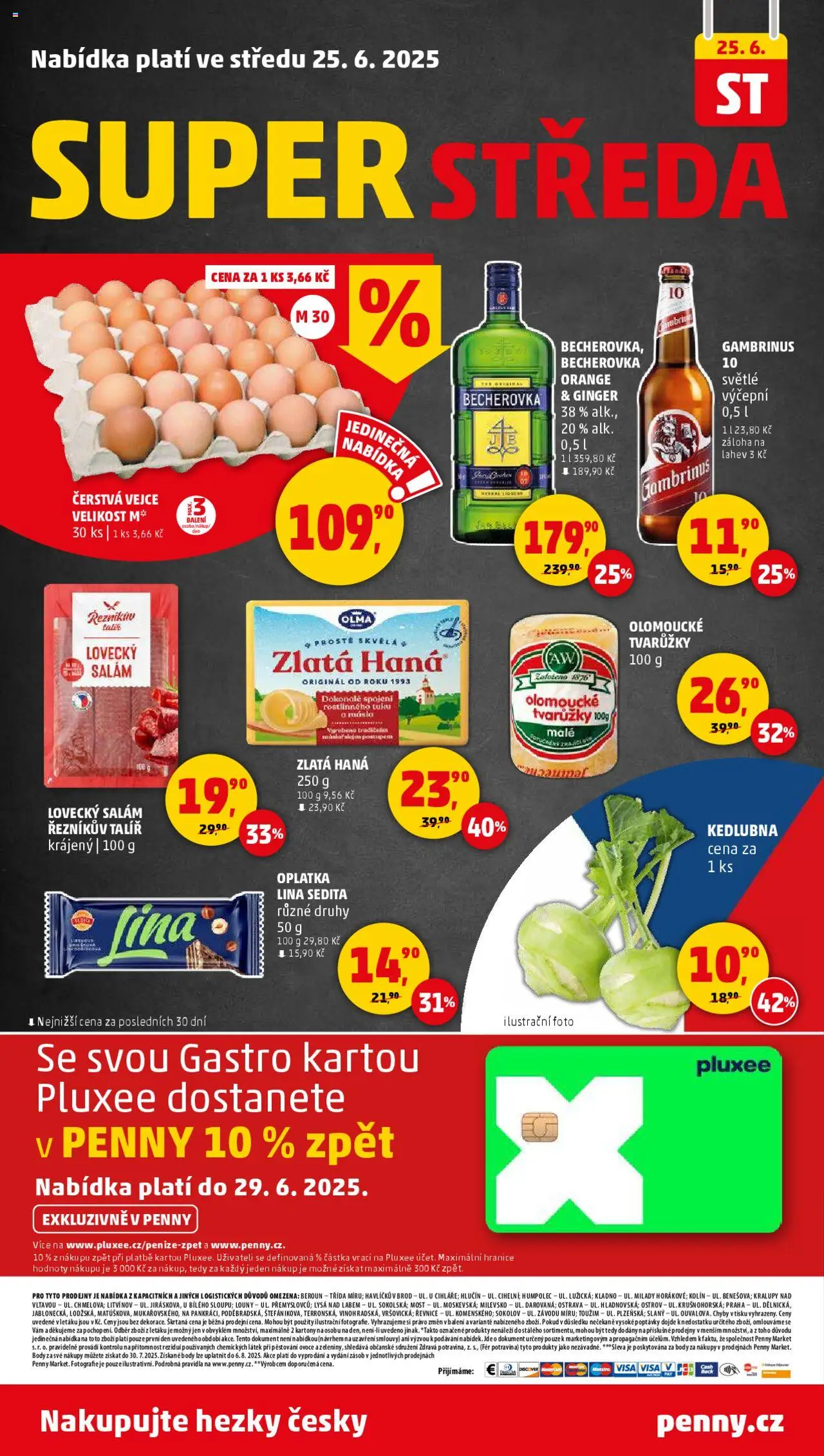 Penny Market leták - Čtvrtečník od 19.06.2025 | Strana: 32 | Produkty: Salám, Zlatá Hana, Lina, Gambrinus