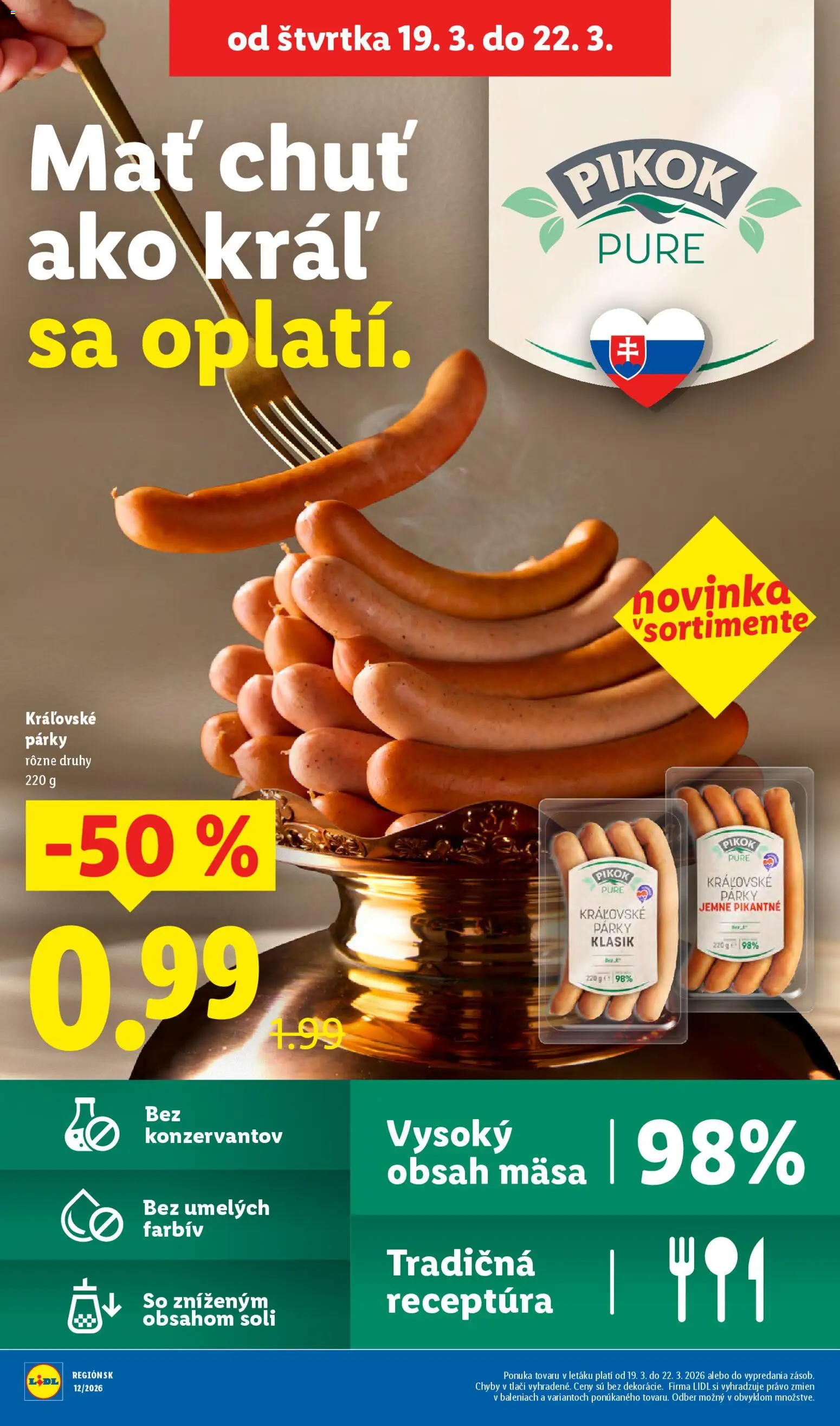 Nové Lidl akcie – leták je platný od 16.03.2026 | Strana: 77 | Produkty: Párky