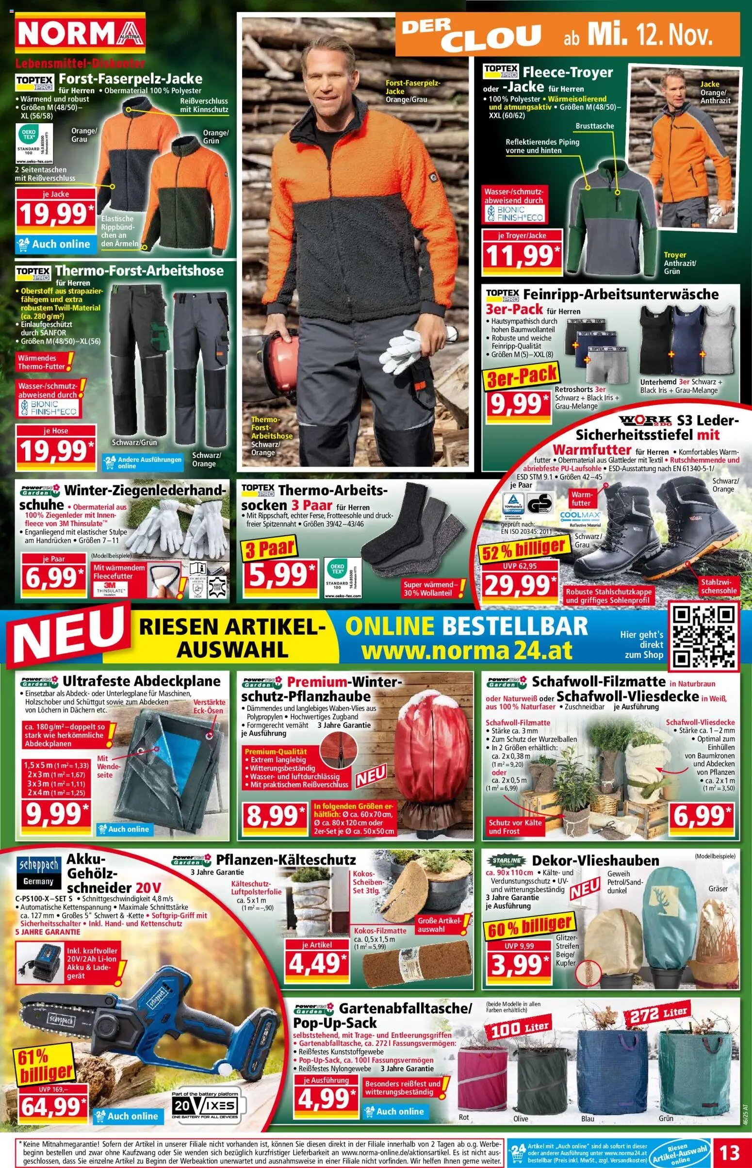 Norma Flugblatt gültig ab 10.11.2025 | Seite: 14 | Produkte: Jacke, Hose, Socken, Wasser