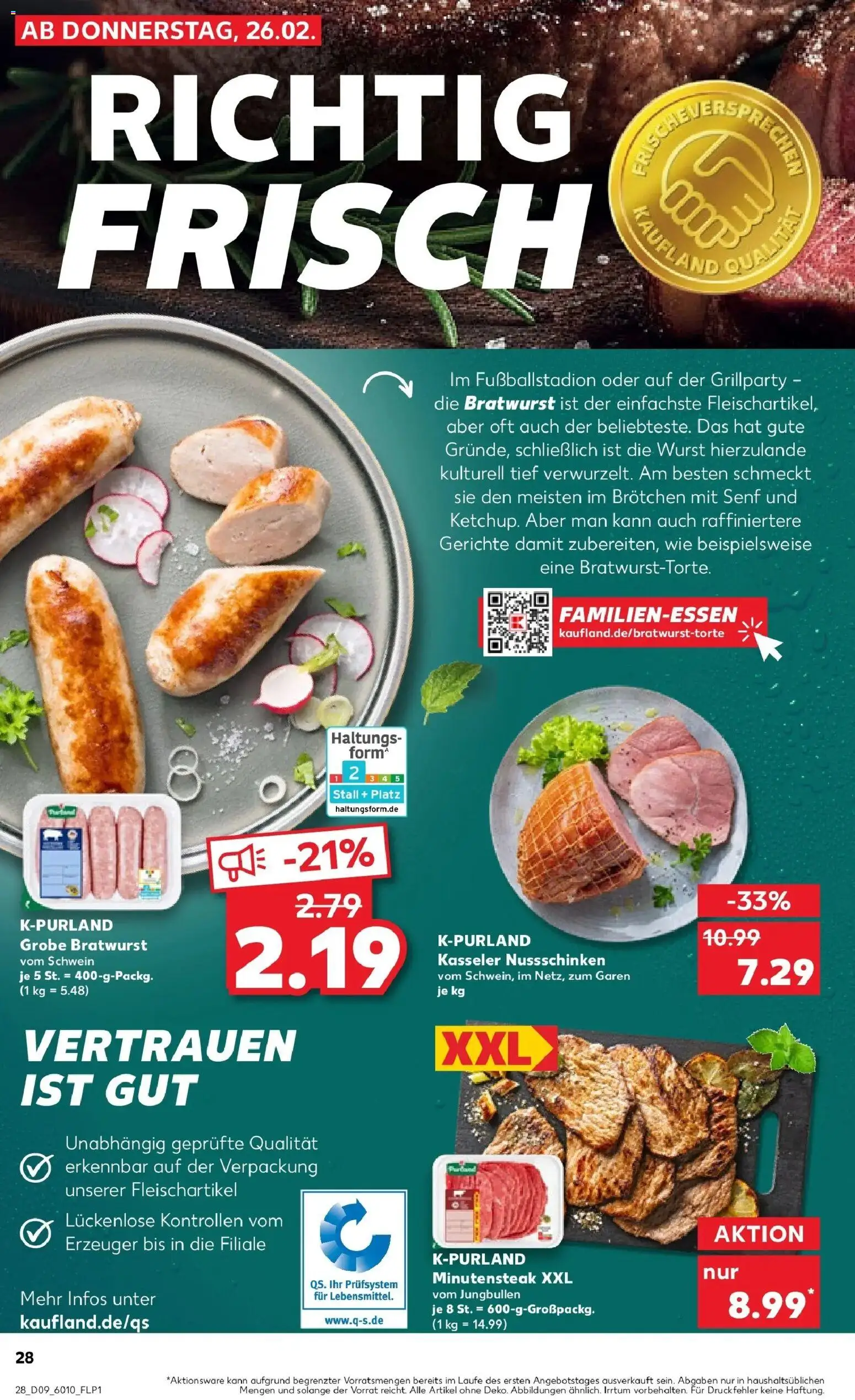 Kaufland prospekt Neusäß	 – gültig ab 26.02.2026 | Seite: 36 | Produkte: Bratwurst, Wurst, Steak