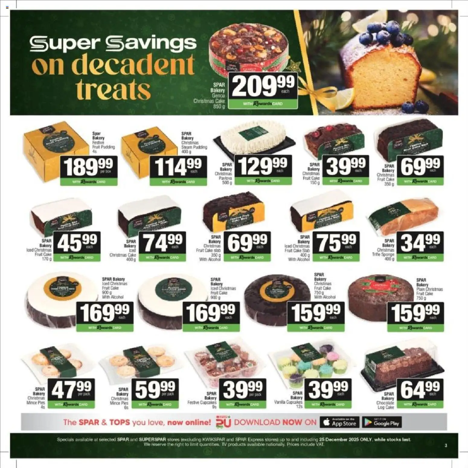 New Superspar catalogue – valid from 24.11.2025 | Page: 3 | Products: Cake, Bakery, Chocolate, Fruit