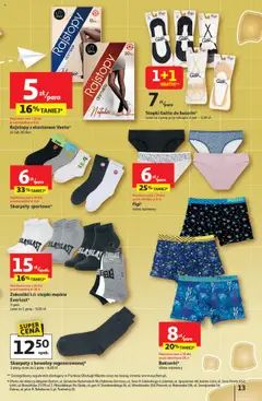 Auchan Gazetka - Pewność niskich cen Hipermarket od 31.07.2025 | Strona: 13 | Produkty: Skarpety, Bokserki, Rajstopy, Gatta