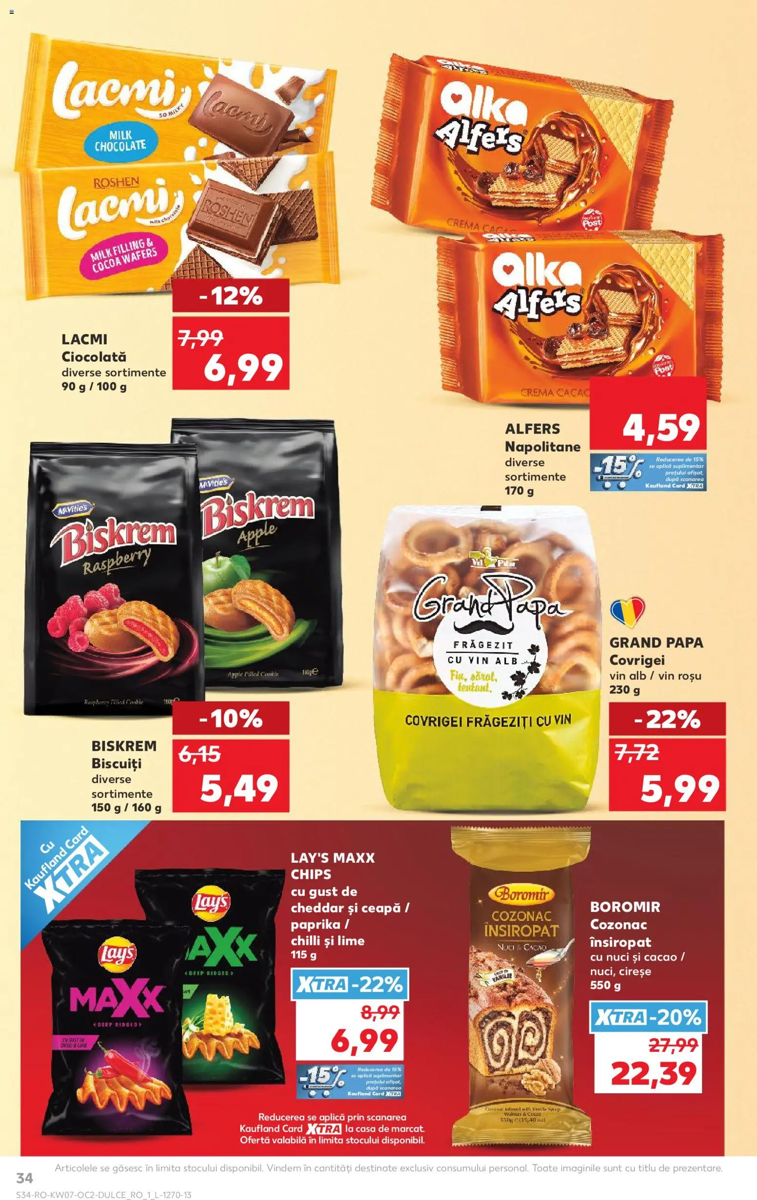 Kaufland RO akciós ujság - amely érvényes a következő dátumtól: 11.02.2026 | Oldal: 34 | Termékek: Lime, Chips, Cheddar