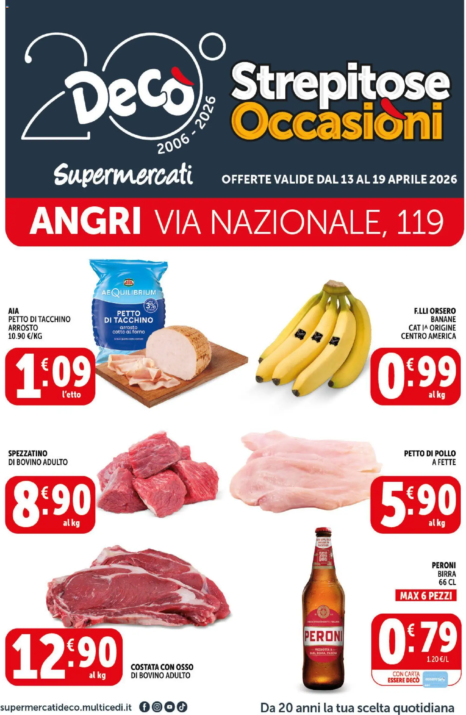 Volantino Decò del 13.04.2026 | Pagina: 1 | Prodotti: Arrosto, Birra, Banane, Tacchino