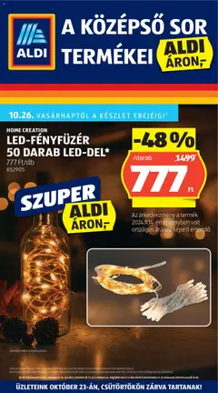 Aldi - Középső sor termékei - amely érvényes a következő dátumtól: 23.10.2025