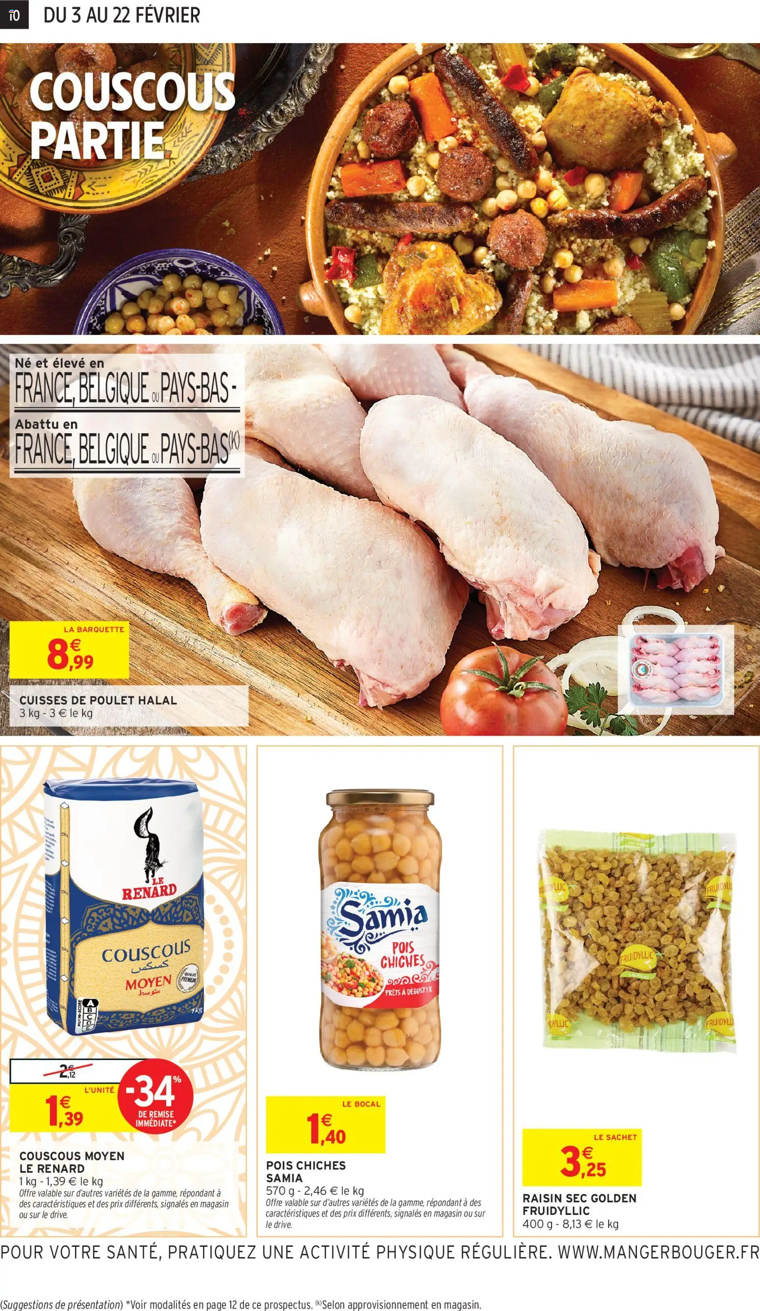 {H1} | Page: 10 | Produits: Cuisses de poulet, Raisin, Pois chiches, Couscous