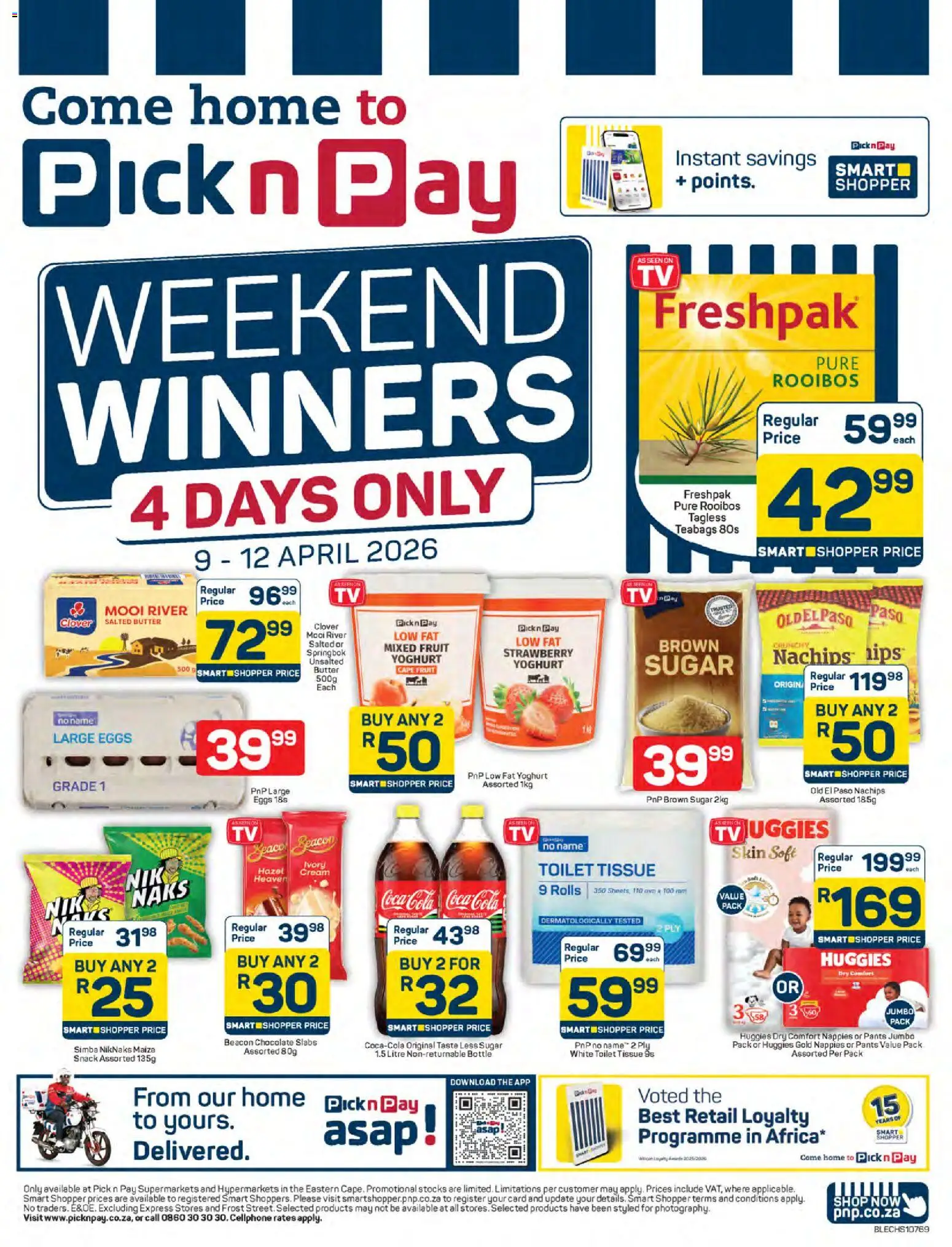 New Pick n Pay catalogue – valid from 09.04.2026 | Page: 1 | Products: TV, Toilet, Eggs, Cream