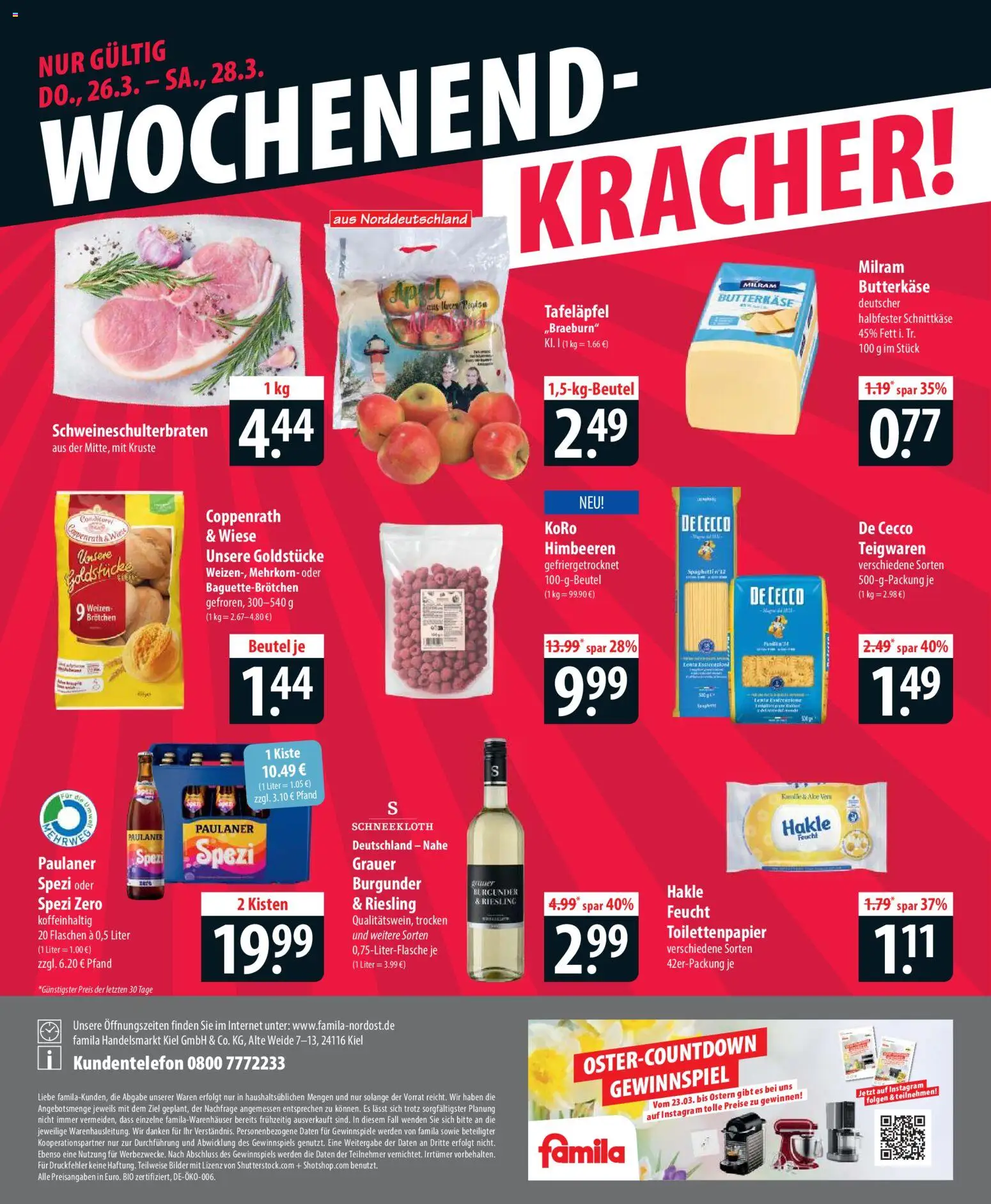 Famila Prospekt 	 – gültig ab 23.03.2026 | Seite: 28 | Produkte: Himbeeren, Paulaner spezi, Bilder, Toilettenpapier