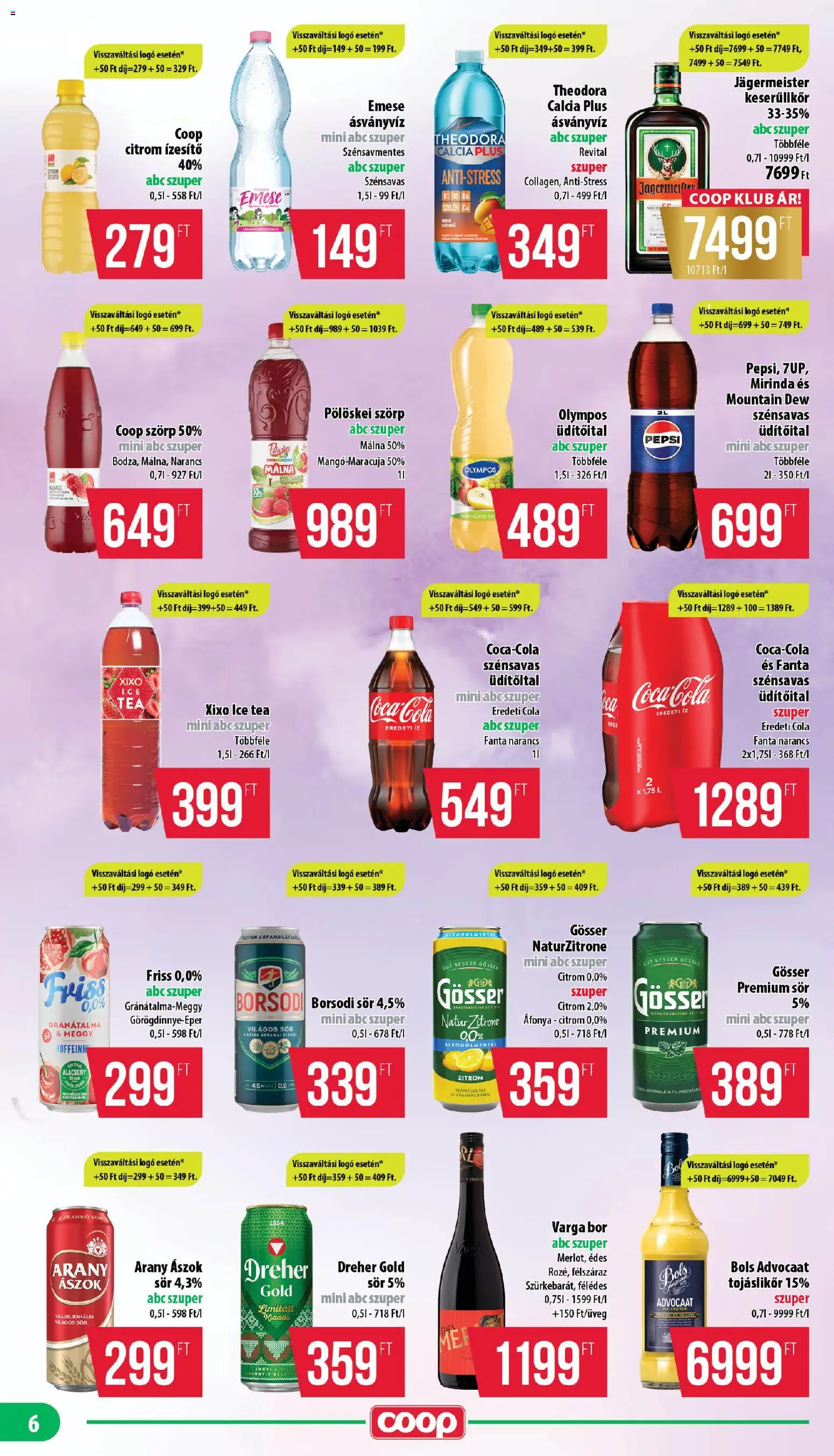 COOP akciós ujság - amely érvényes a következő dátumtól: 11.12.2025 | Oldal: 6 | Termékek: Szörp, Meggy, Ice tea, Sör