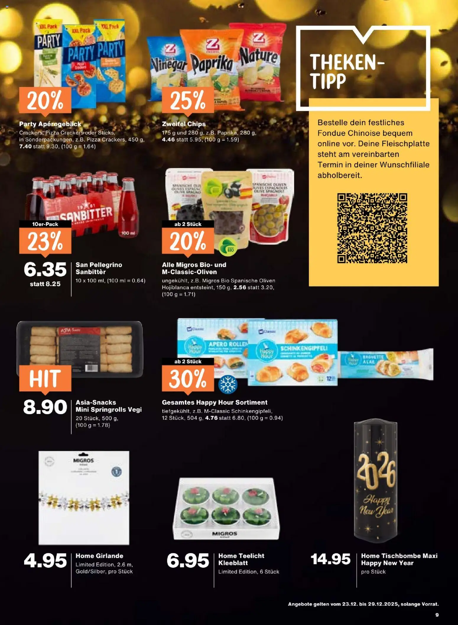 Migros Aktionen – gültig ab 23.12.2025 | Seite: 9 | Produkte: Öl, Pizza, Chips, Fondue