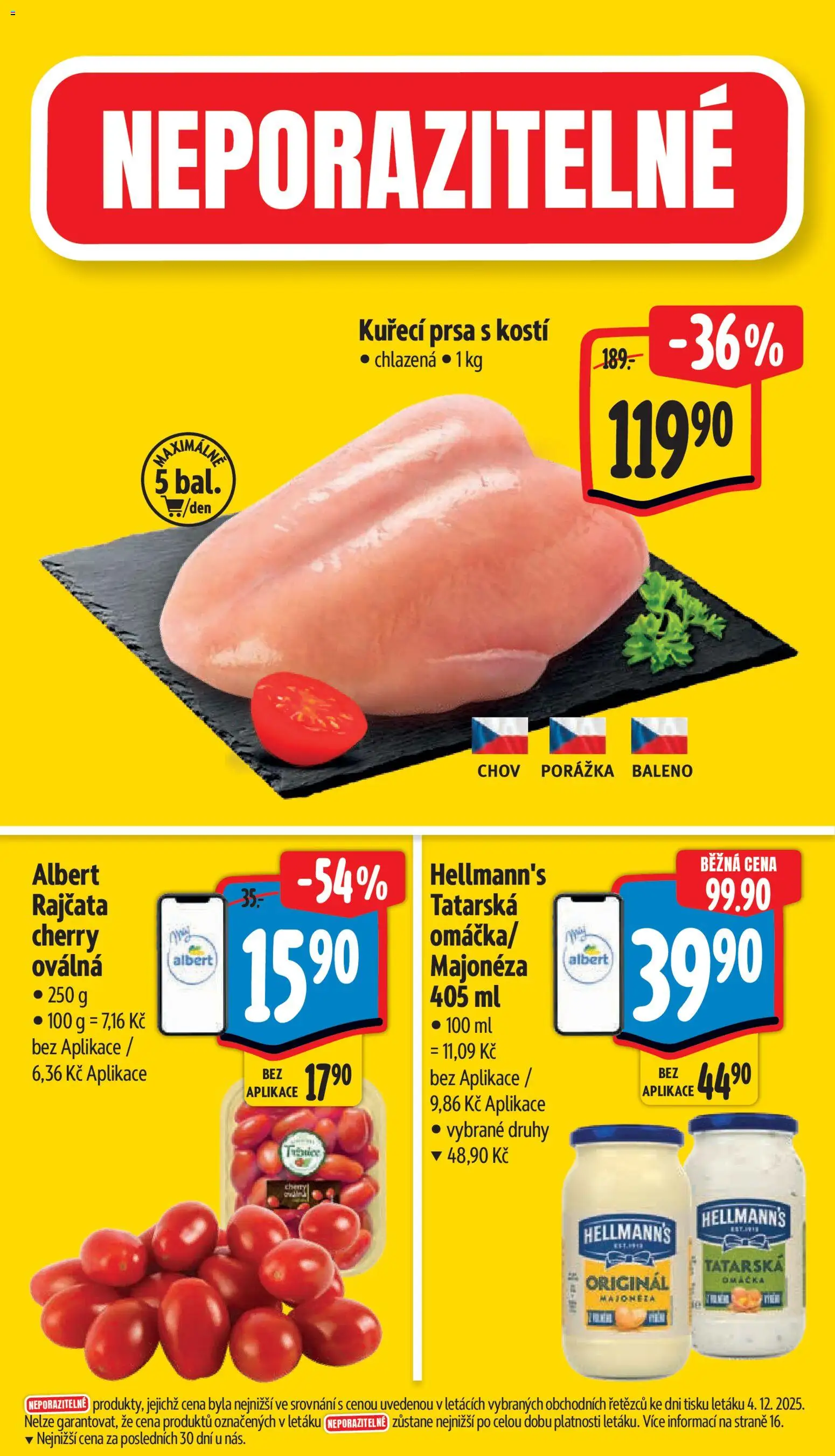 Albert leták - Supermarket od 10.12.2025 | Strana: 3 | Produkty: Kuřecí prsa, Hellmann's, Majonéza, Tatarská omáčka
