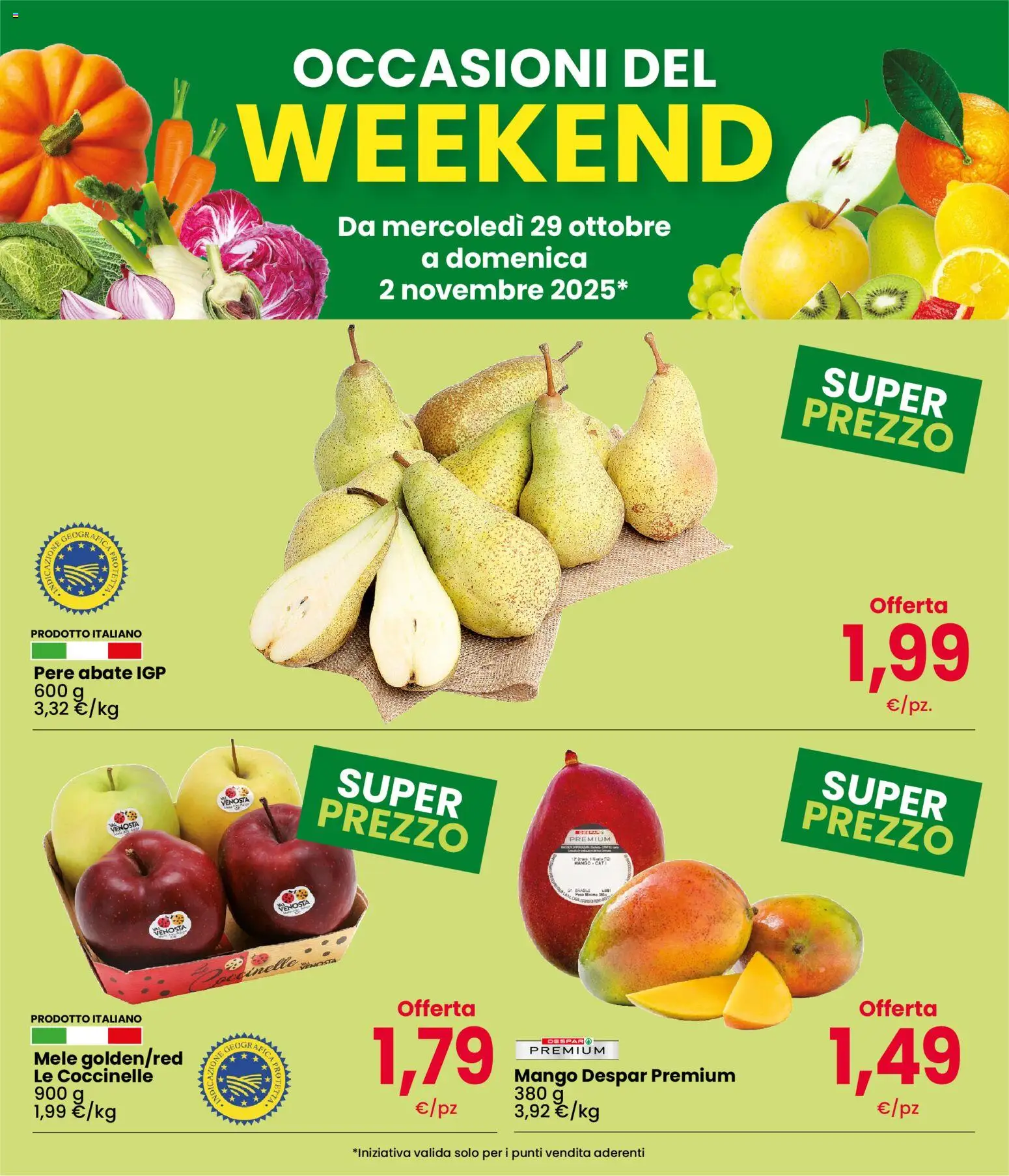 Volantino Eurospar del 29.10.2025 | Pagina: 2 | Prodotti: Mele, Mango