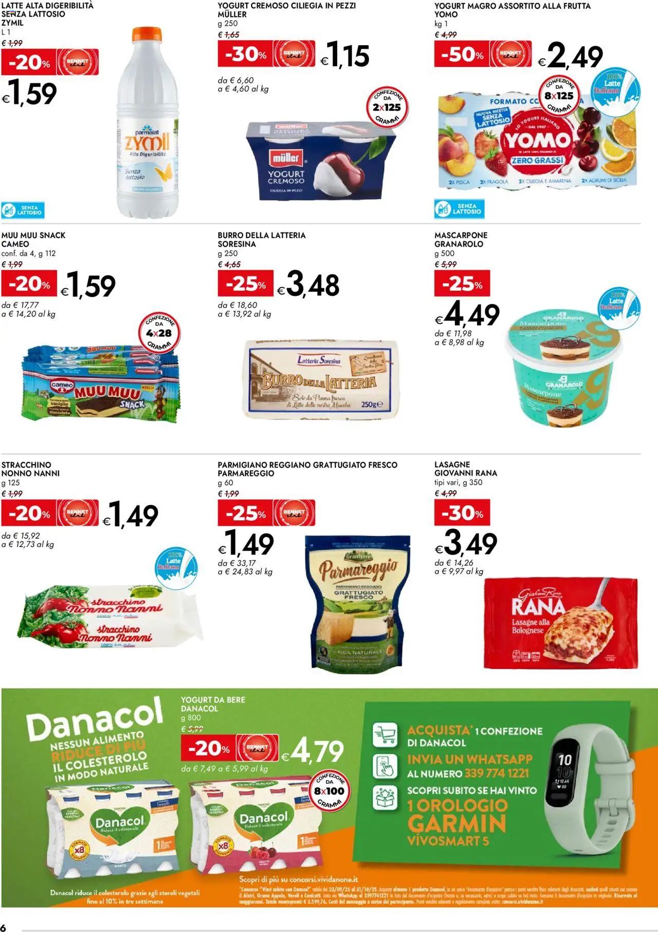Volantino bennet del 02.10.2025 | Pagina: 6 | Prodotti: Frutta, Latte, Stracchino, Amarena