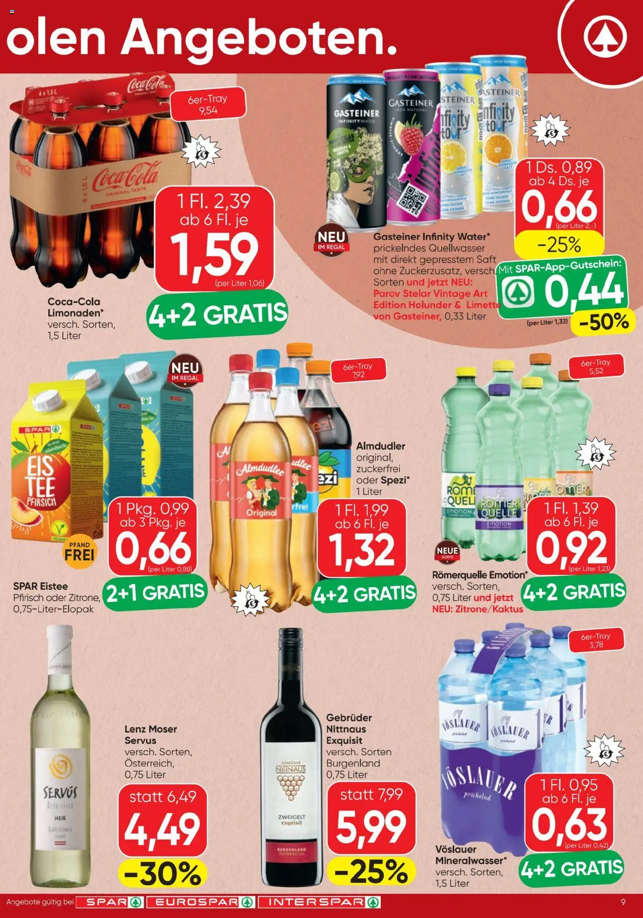 Spar Flugblatt gültig ab 11.09.2025 | Seite: 9 | Produkte: Pfirsich, Limette, Regal, Saft