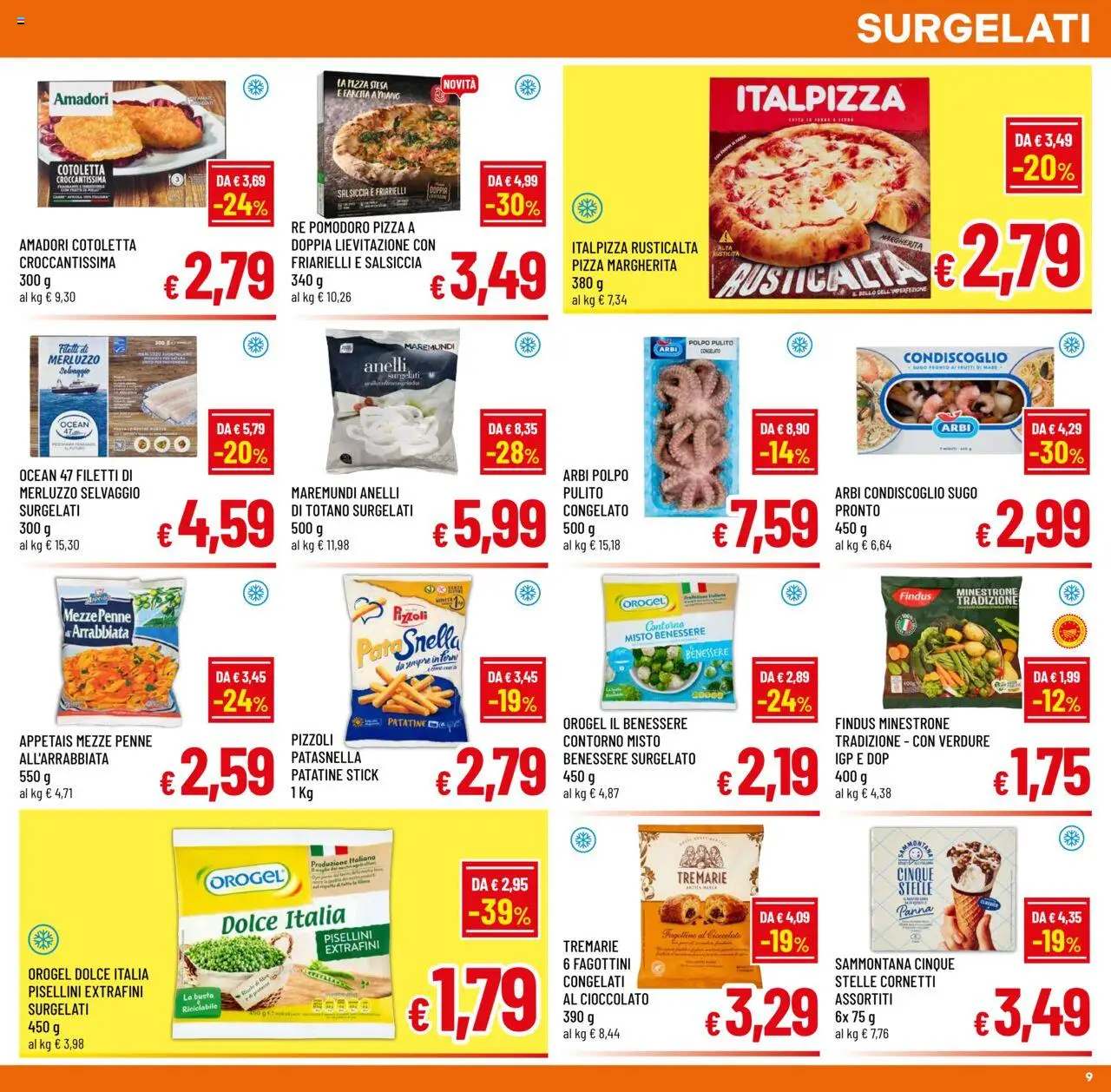 Volantino A&O del 15.09.2025 | Pagina: 9 | Prodotti: Merluzzo, Panna, Totano, Penne