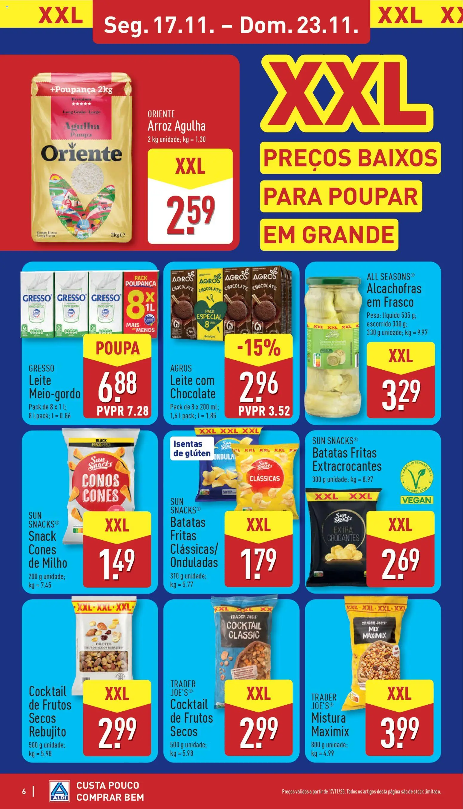 Aldi folheto │ válido de 17.11.2025 | Página: 6 | Produtos: Chocolate, Batatas fritas, Milho, Alcachofras