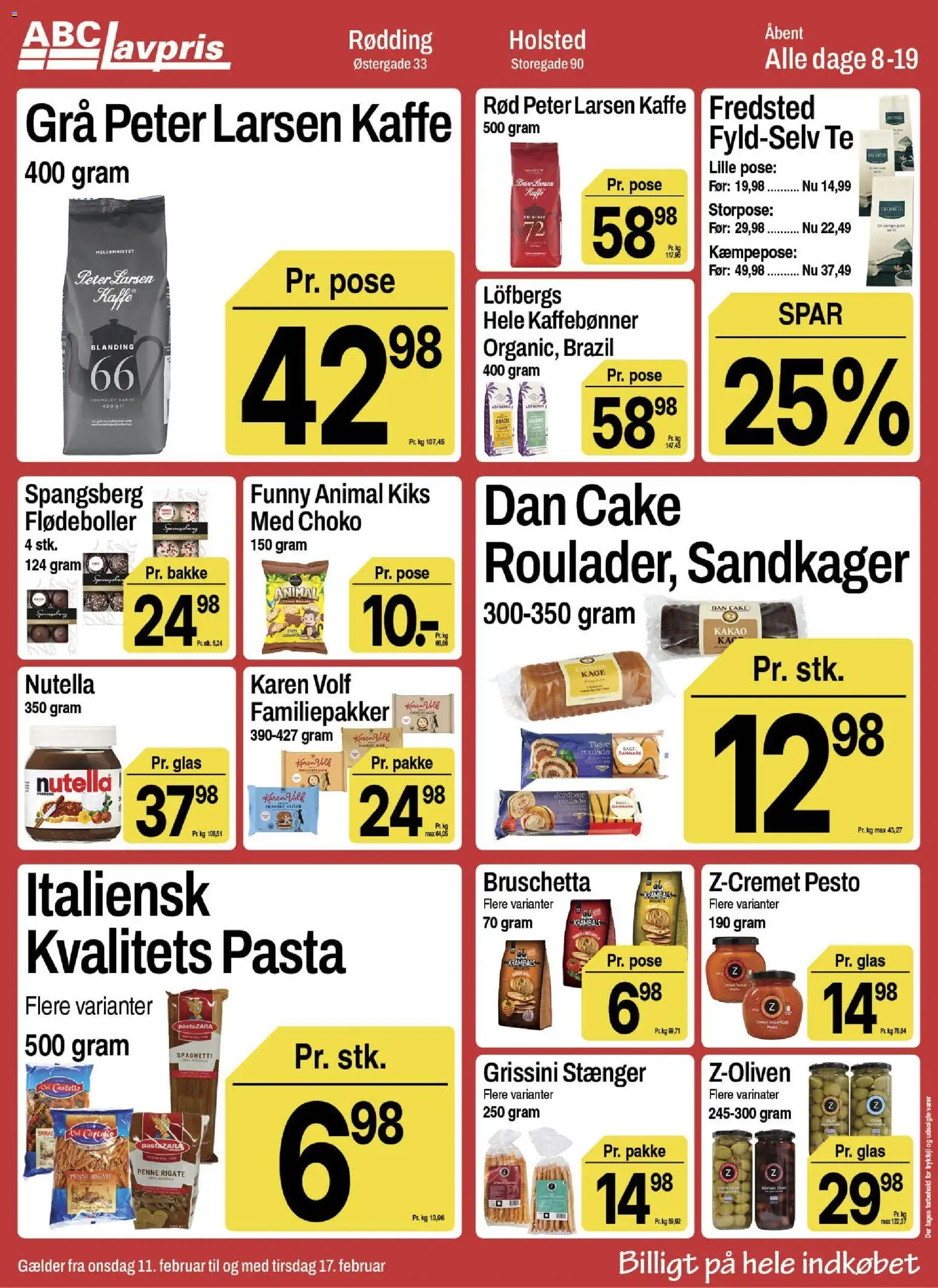 Abc Lavpris tilbudsavis – gyldig fra 11.02.2026 | Side: 8 | Produkter: Kaffe, Spaghetti, Kakao, Nutella
