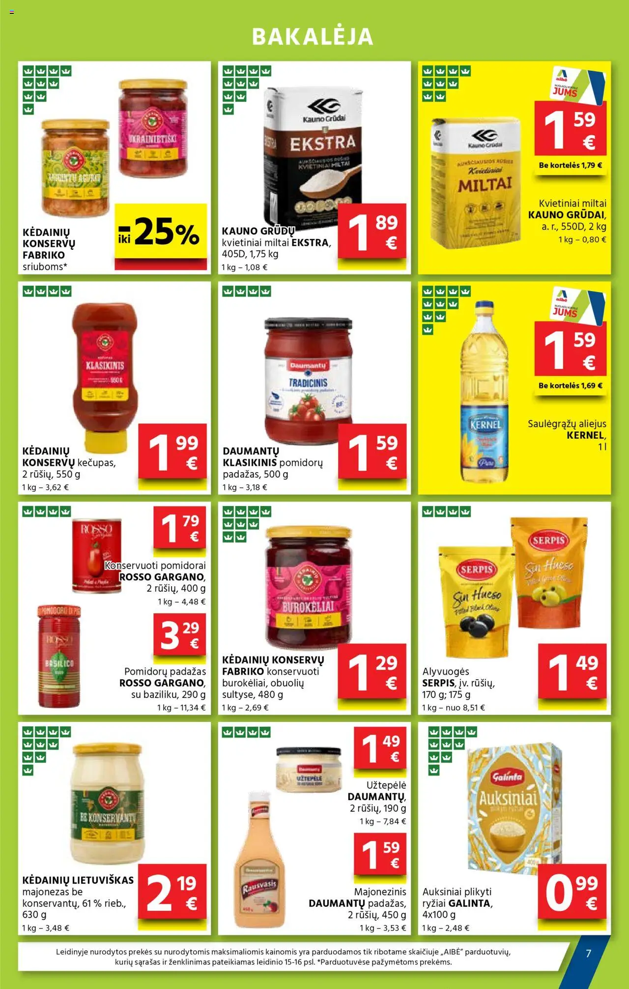 AIBE leidinys│galioja nuo 21.08.2025 | Puslapis: 7 | Prekių: Užtepėlė, Majonezas, Ryžiai, Padažas