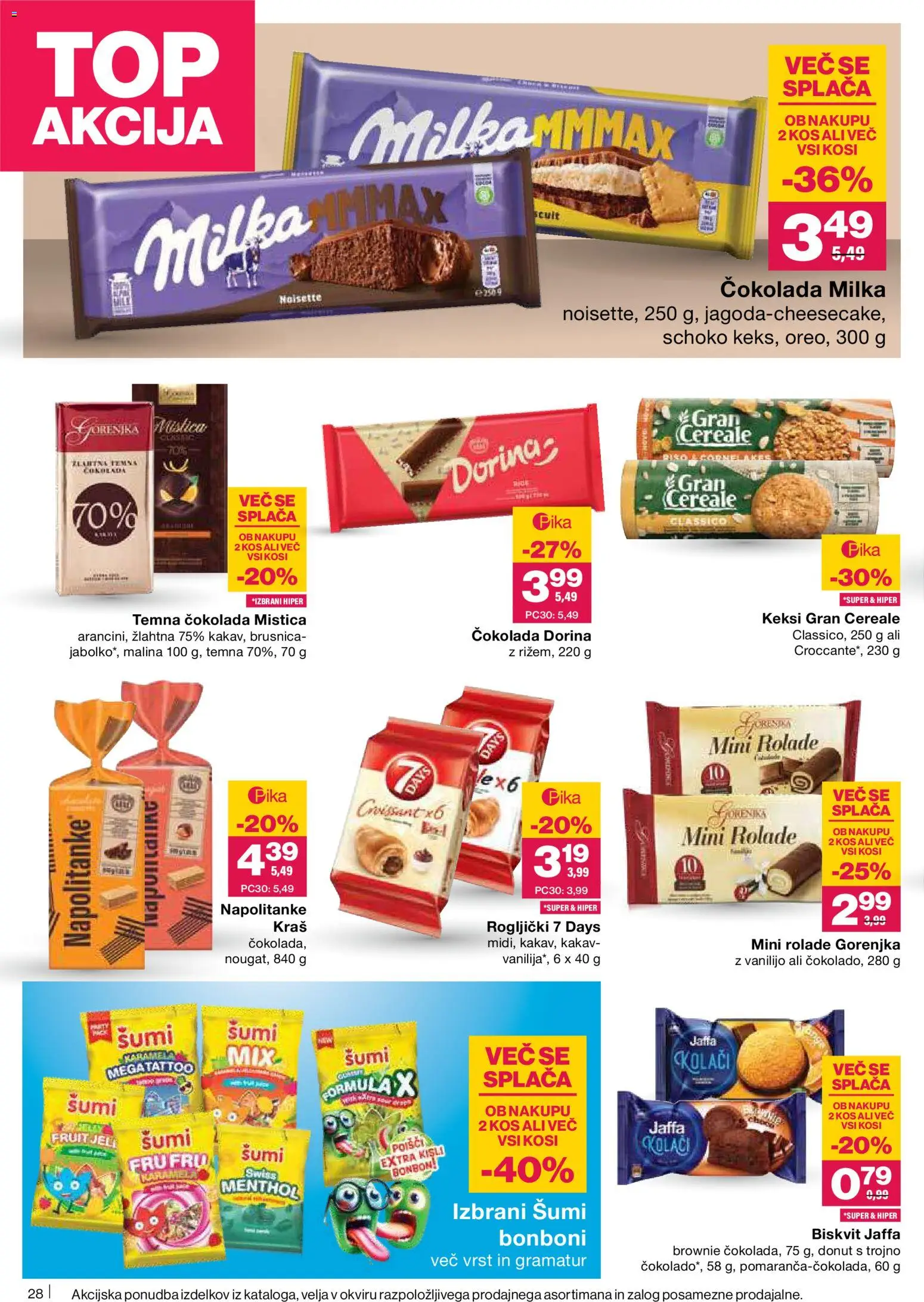 Novi Mercator katalog ponudbe – veljaven od 08.01.2026 | Stran: 28 | Izdelki: Keksi, Bonboni, Kos, Kakav