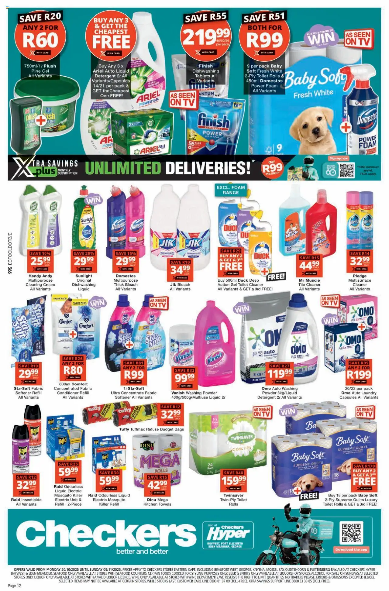 New Checkers catalogue – valid from 20.10.2025 | Page: 12 | Products: TV, Cream, Refuse bags, Water