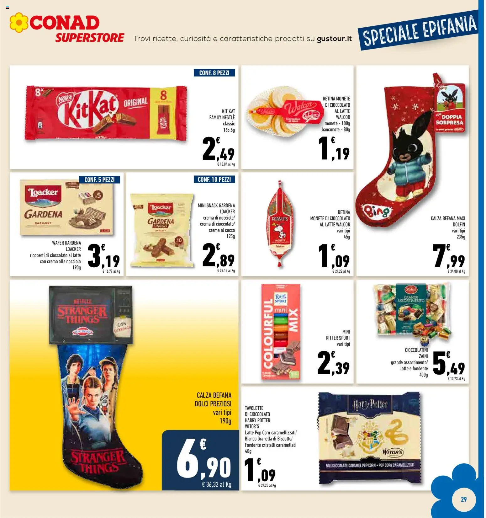 Volantino Conad del 27.12.2025 | Pagina: 29 | Prodotti: Cioccolato, Cocco, Pop corn, Cioccolatini