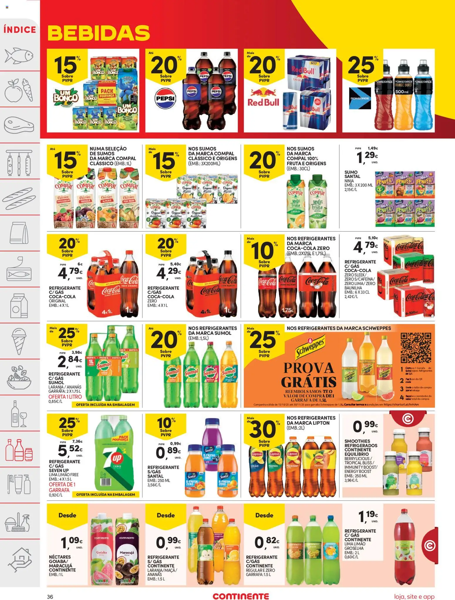 Continente folheto │ válido de 11.11.2025 | Página: 36 | Produtos: Refrigerante, Sumo, Coca-cola