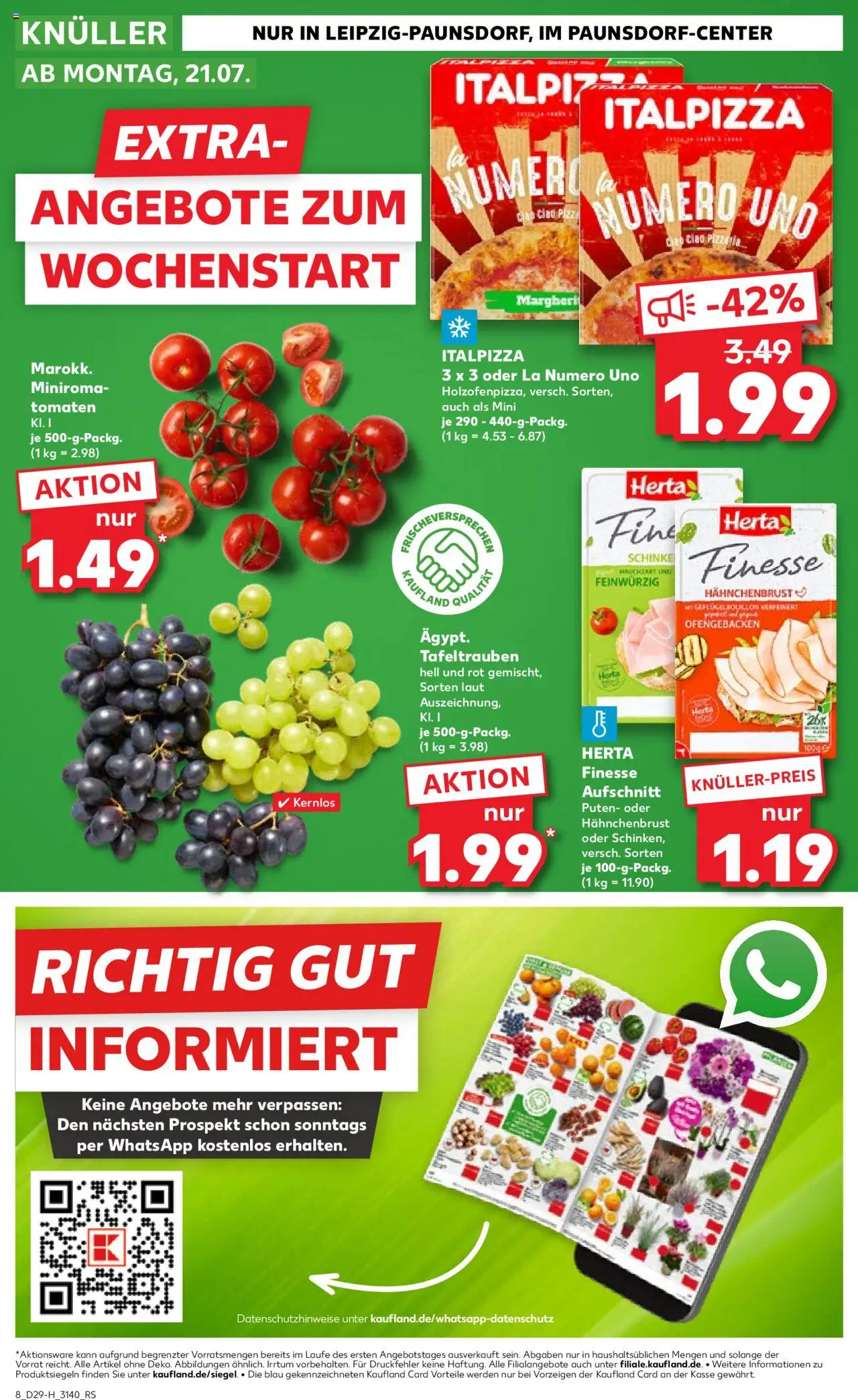 Kaufland prospekt Leipzig	 - gültig ab dem 17.07.2025 | Seite: 8 | Produkte: Tomaten, Pizza, Herta finesse, Hahnchenbrust