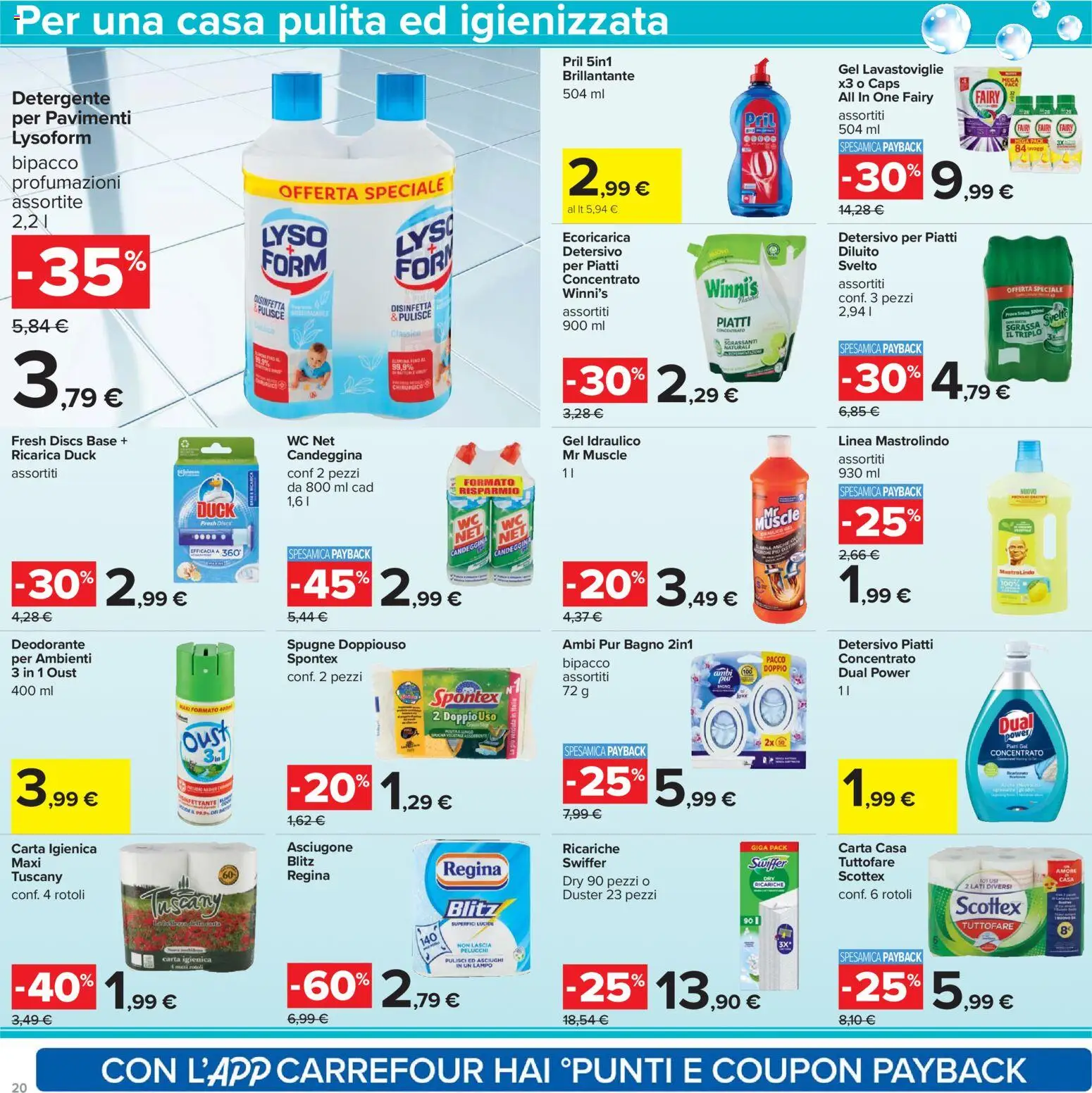 Volantino Carrefour del 17.02.2026 | Pagina: 20 | Prodotti: Detersivo per piatti, Lavastoviglie, WC, Bagno