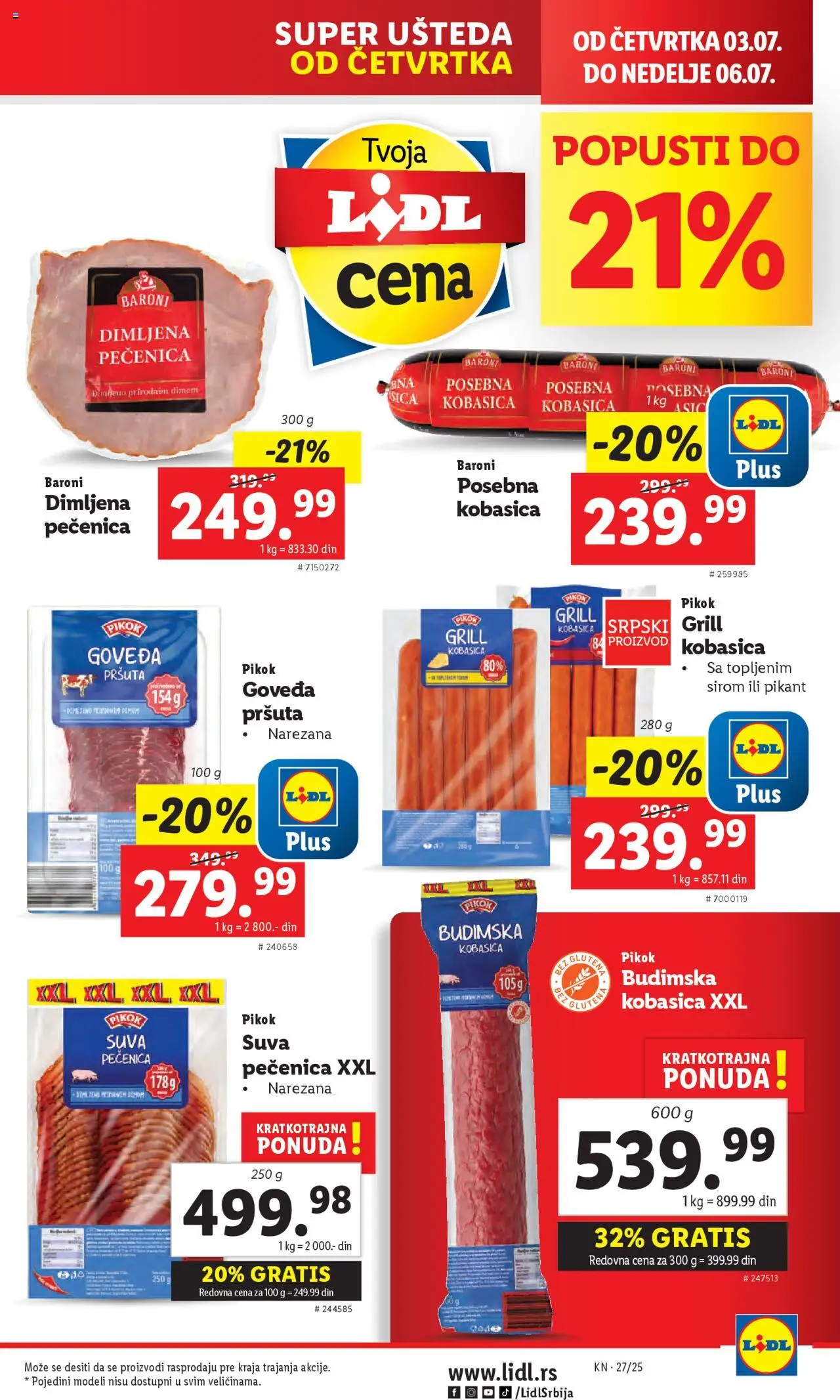 Lidl katalog - važi od 03.07.2025 | Strana: 19 | Proizvode: Kobasica, Pečenica
